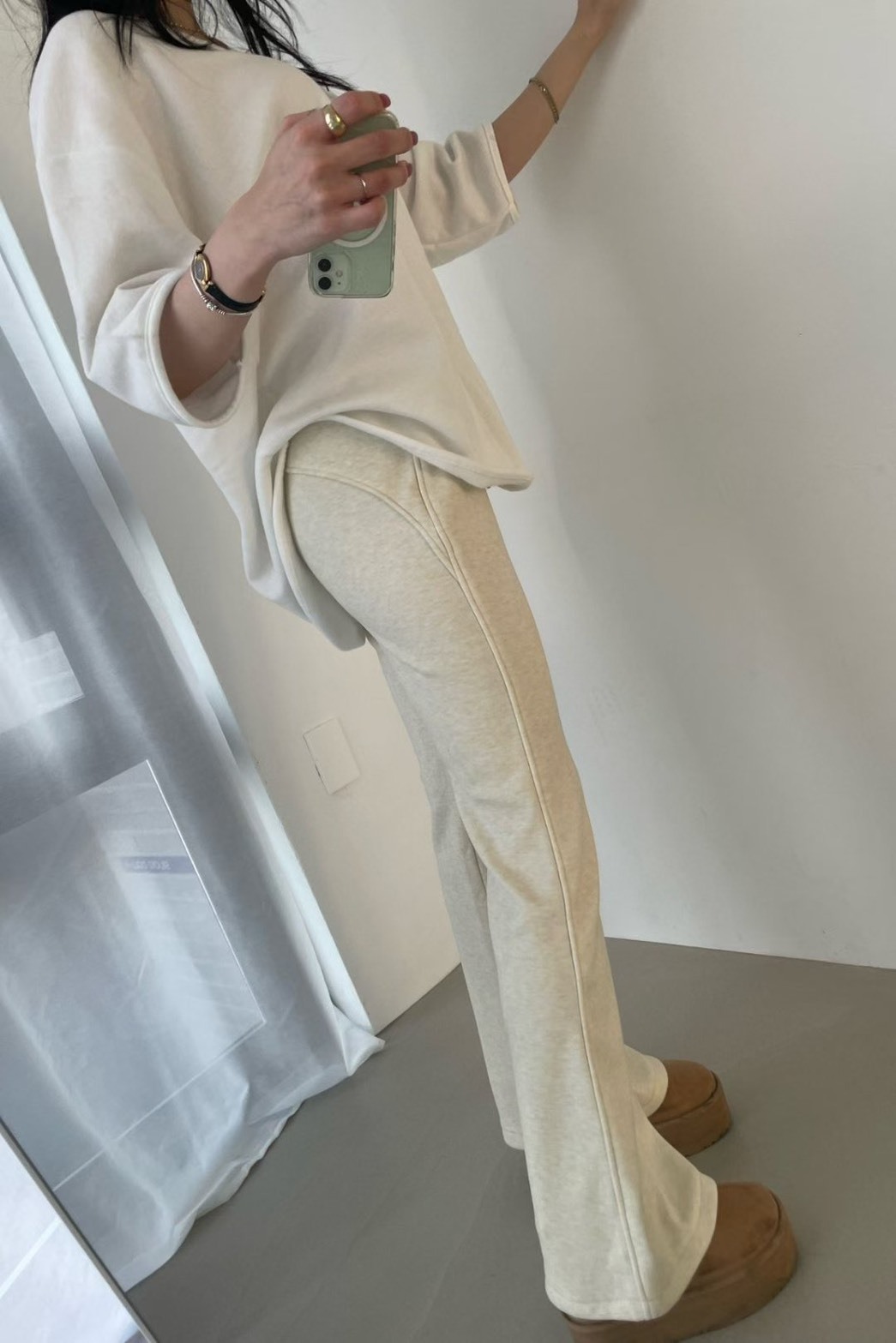 內加絨喇叭綁帶綿長褲