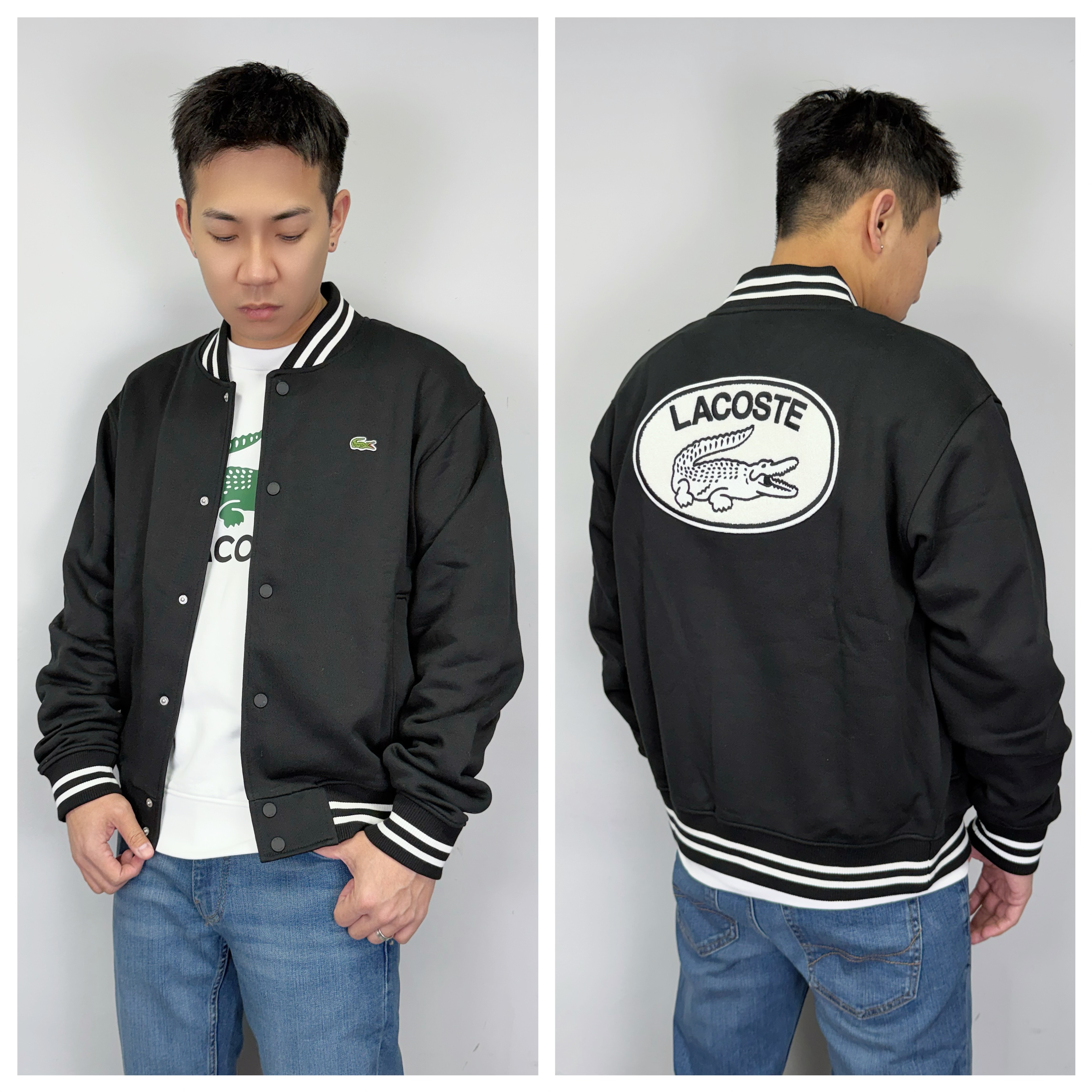 Lacoste 鱷魚 背後絨布電繡Logo 棒球外套