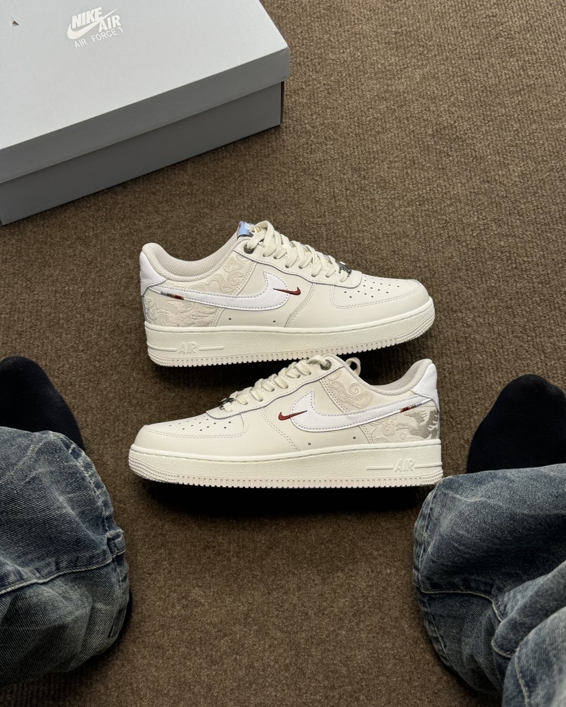 Nike Air Force 1 '07 'CNY' 馬年限定 刺繡 皮革 米白