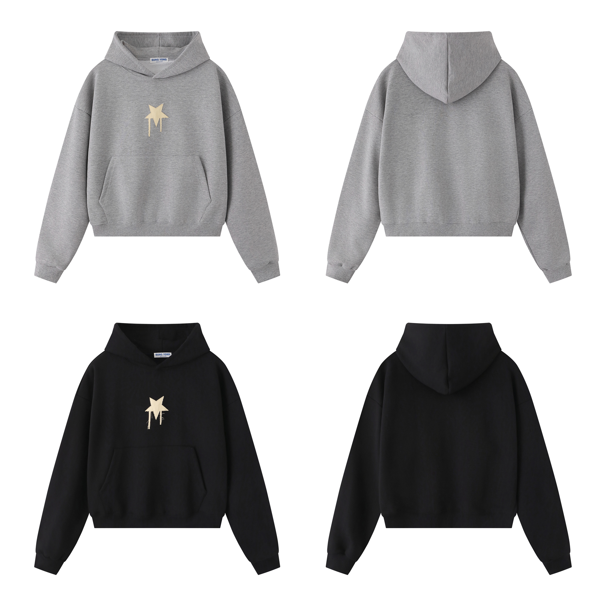 《S.V》流星貼布短寬帽T