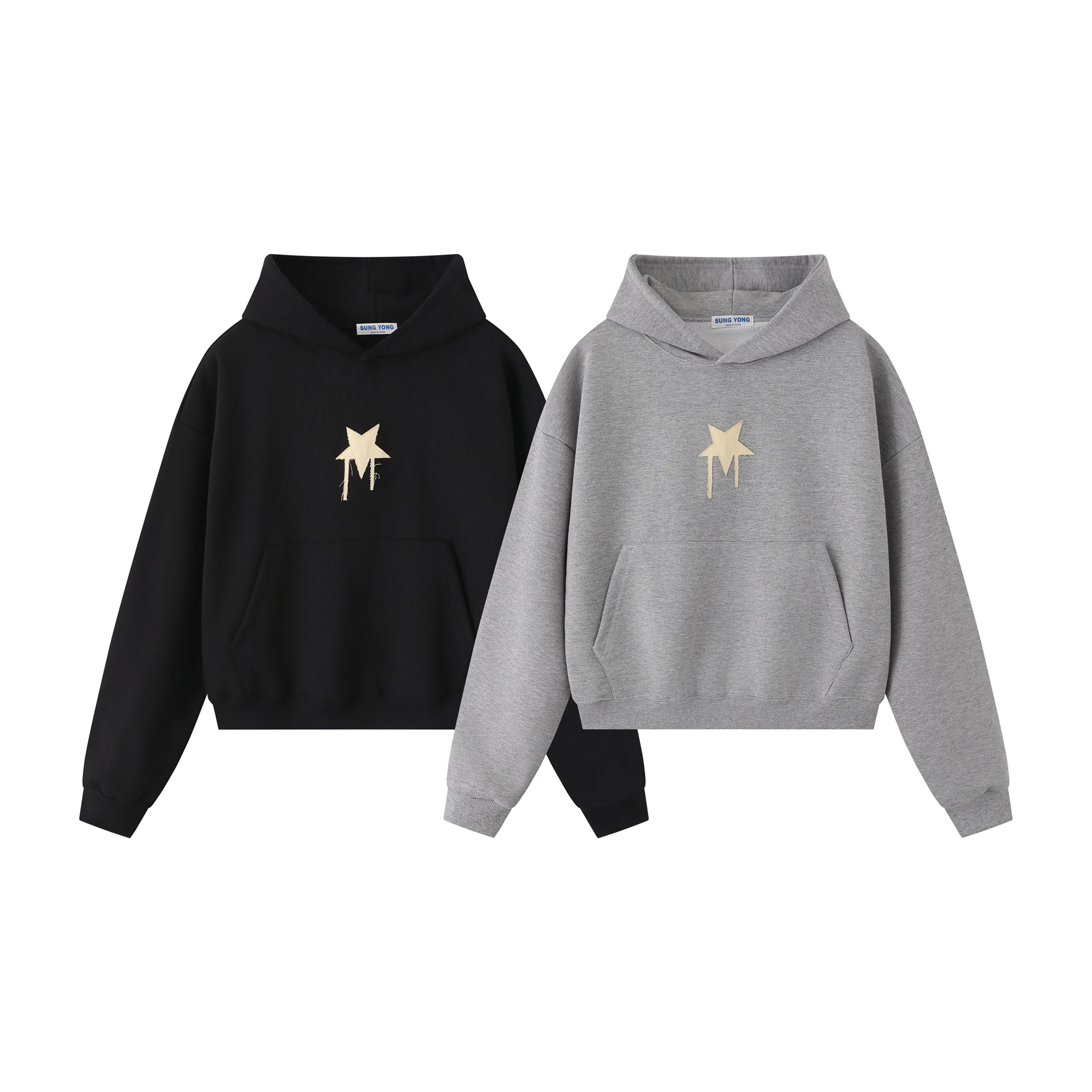 《S.V》流星貼布短寬帽T