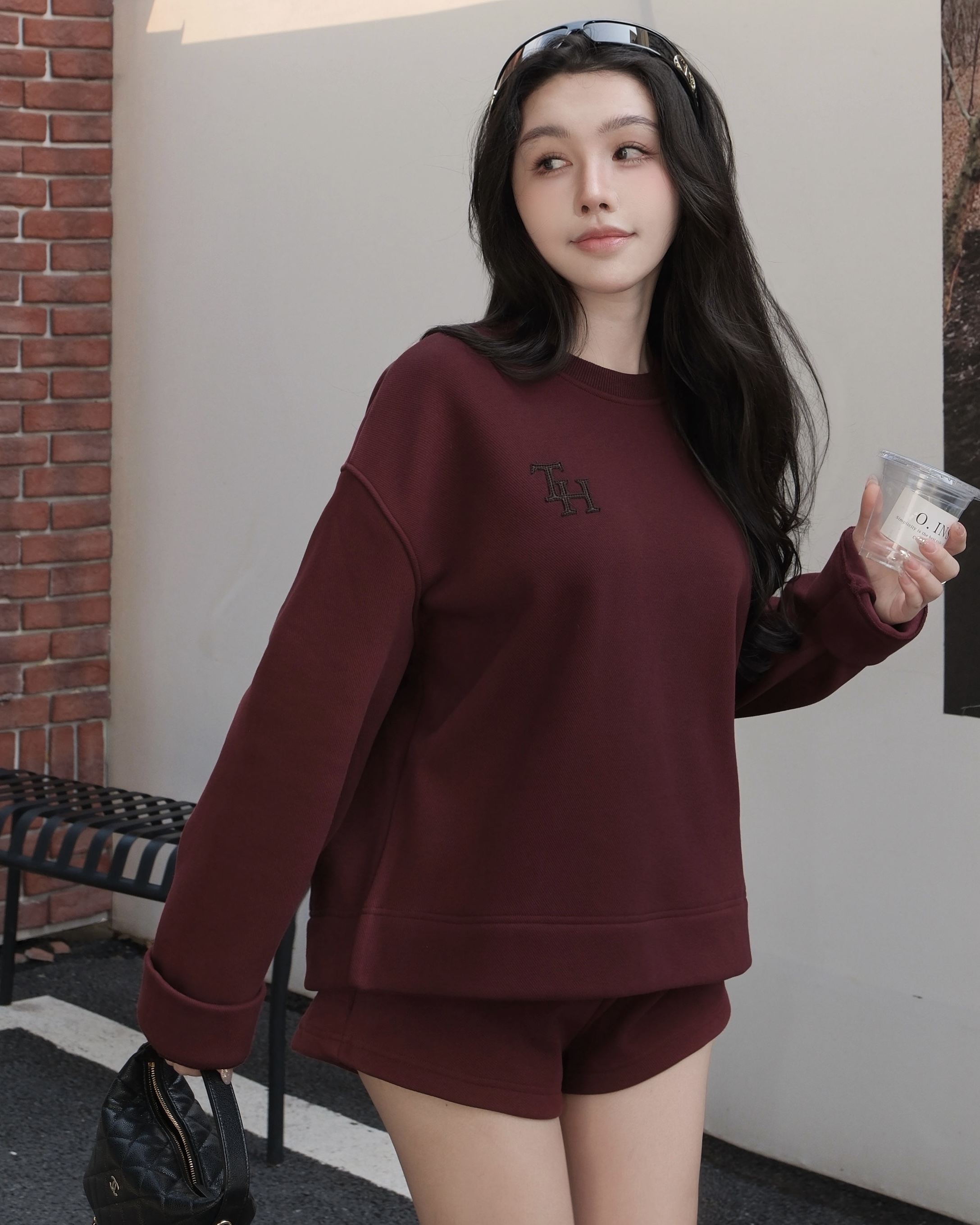 訂製-休閒刷毛皮革刺繡短褲套裝