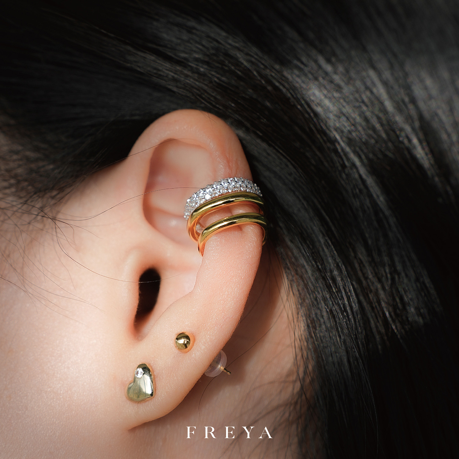 FREYA 雙色滿鑲耳骨夾