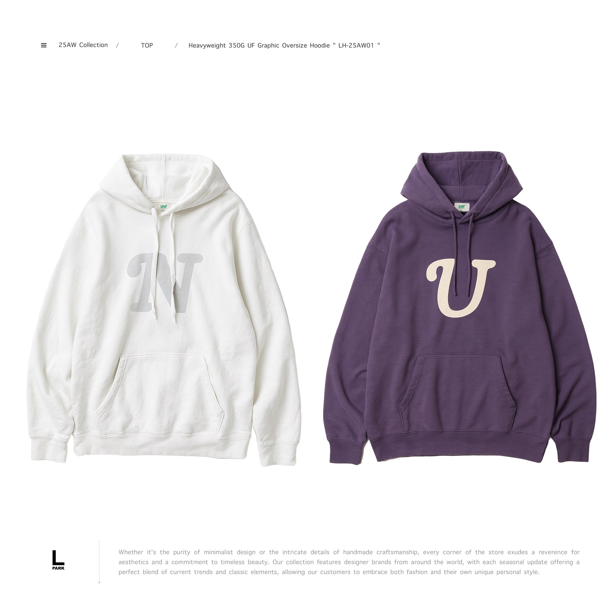 L.PARK - Heavyweight 350G UF Graphic Oversize Hoodie " LH-25AW01 "