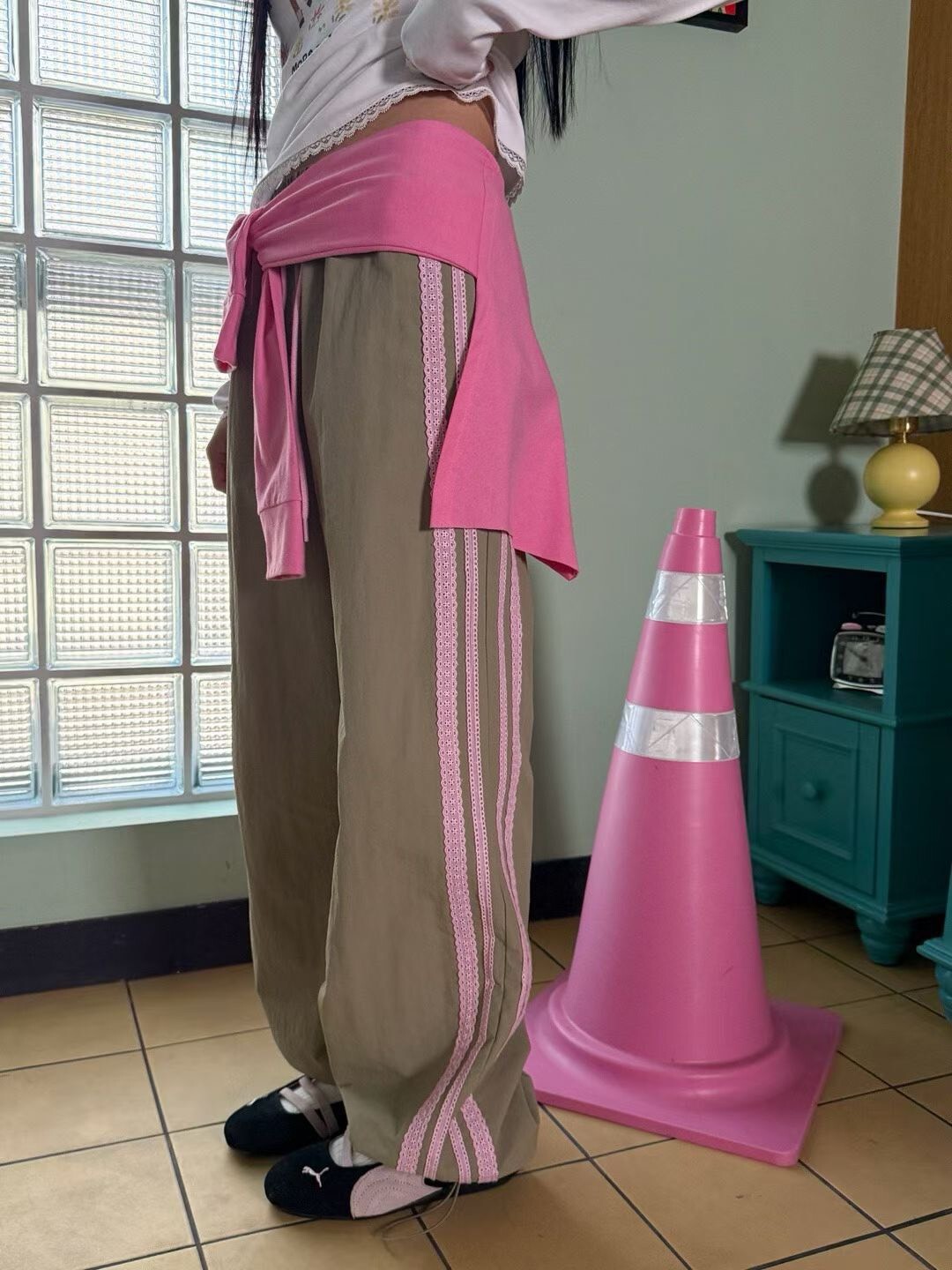 邊蕾絲運動長褲