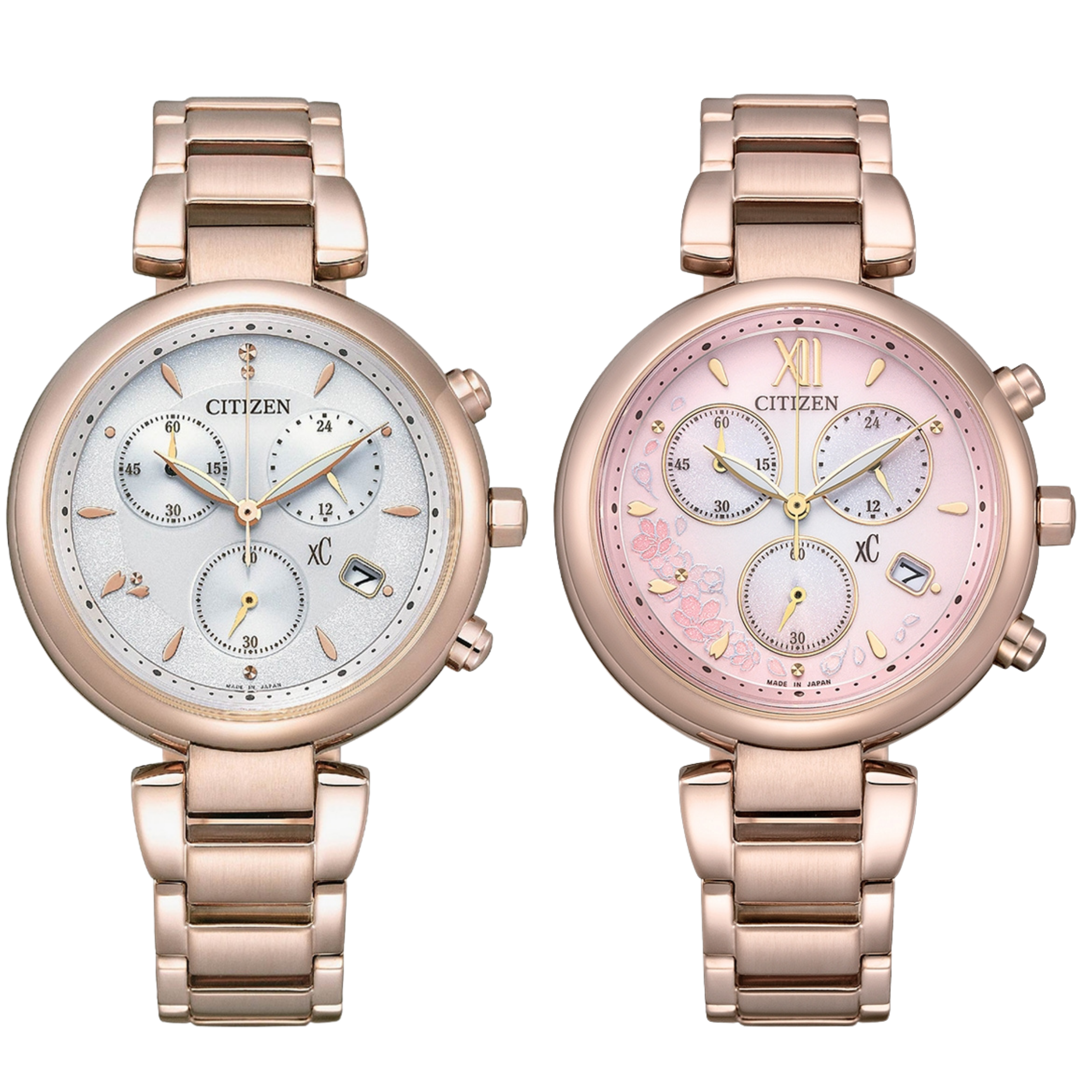 預購款【Citizen 星辰】XC 浪漫粉金 碼表計時腕錶 Eco-Drive光動能 手錶  FB1456-65A / FB1456-65X