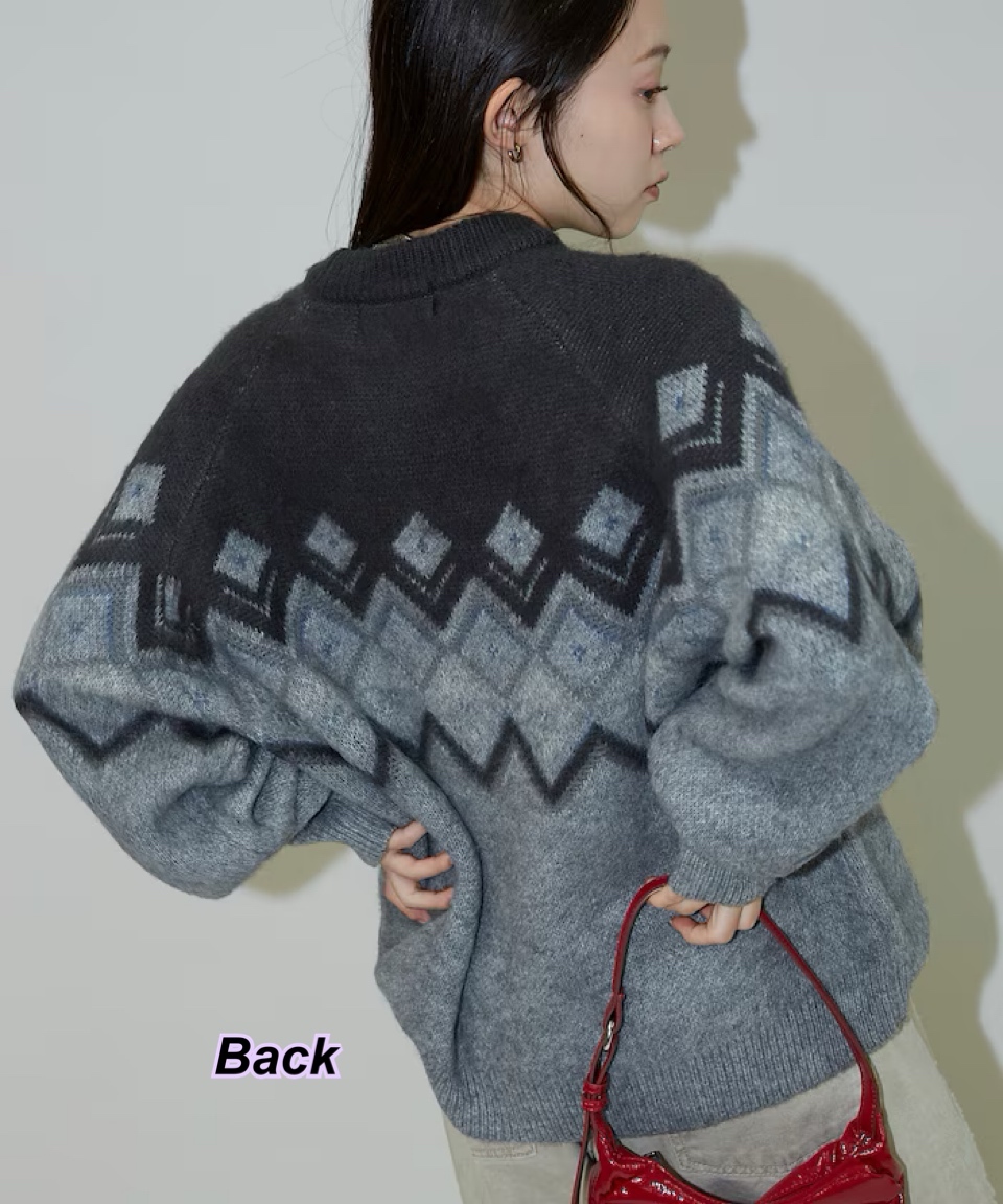 260125 Time sale 日系女裝拼色圖案冷衫/3 色