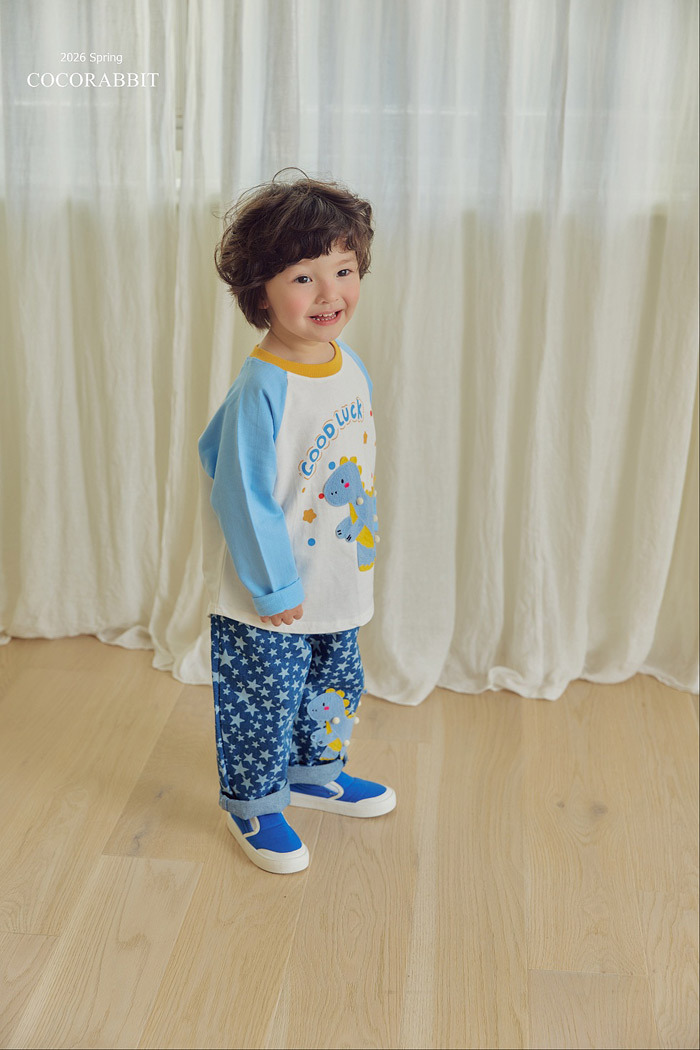 正韓春Coco Rabbit 兩色立體恐龍拼袖上衣