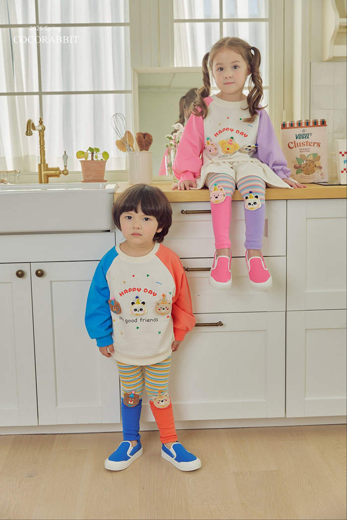 正韓春Coco Rabbit 派對動物撞色袖上衣