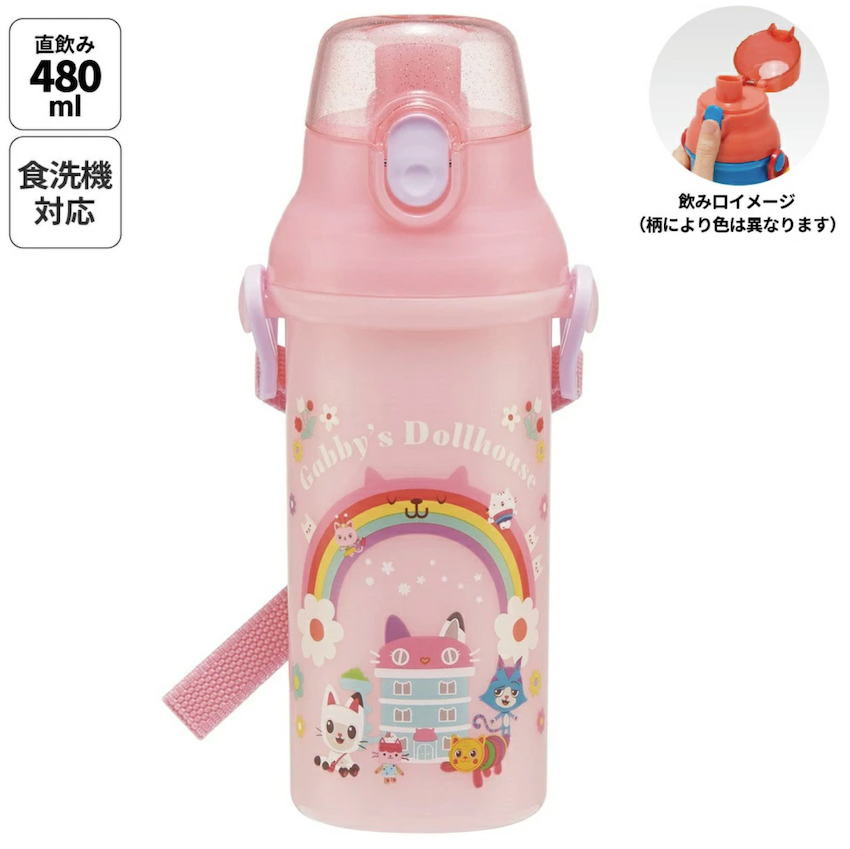 日本製 2026 新版 Skater 直飲水壺 (附肩帶) - Gabby's Dollhouse