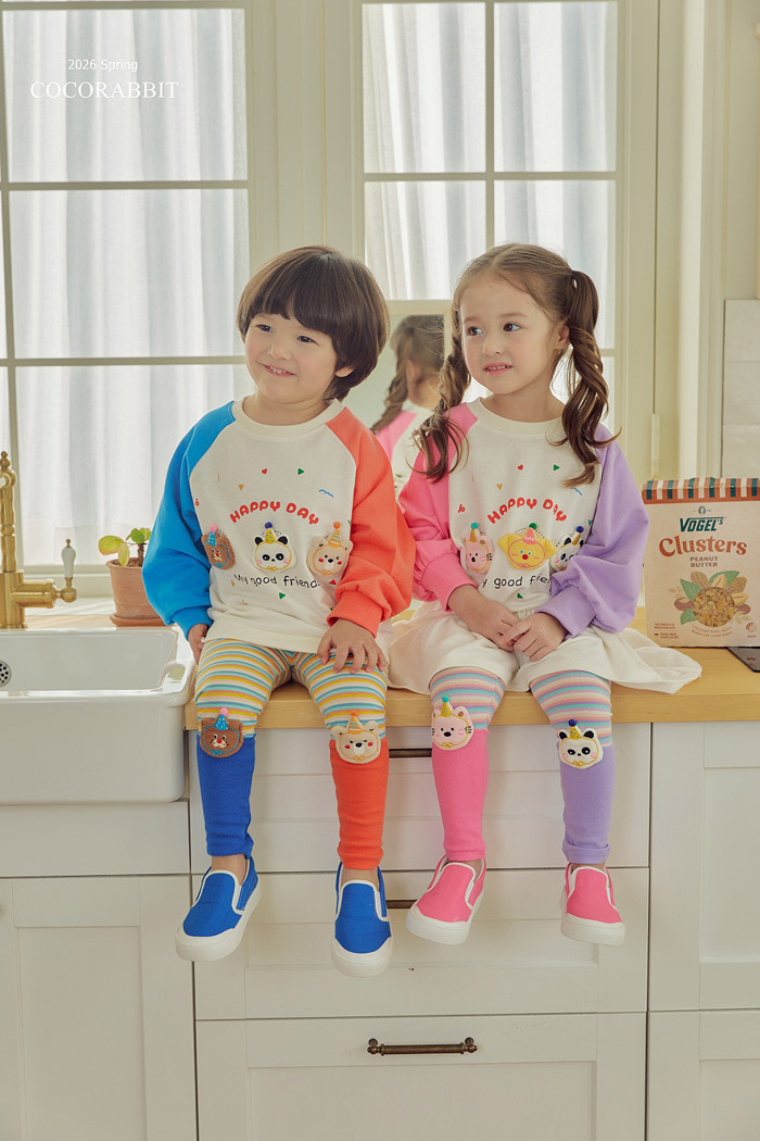 正韓春Coco Rabbit 派對動物撞色袖洋裝