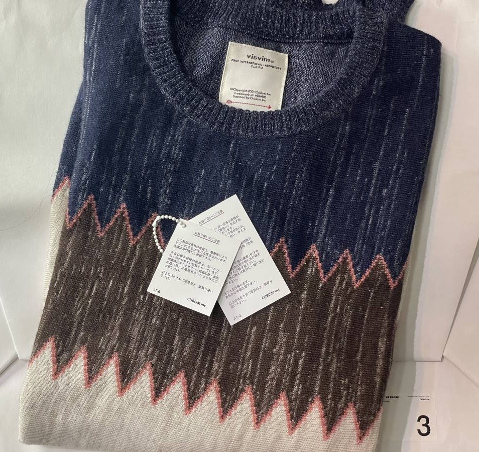 LAST PCS: VISVIM AMPLUS KNIT L/S ZIG-ZAG - NAVY SIZE 3 PRE ORDER ITEM (預訂中)