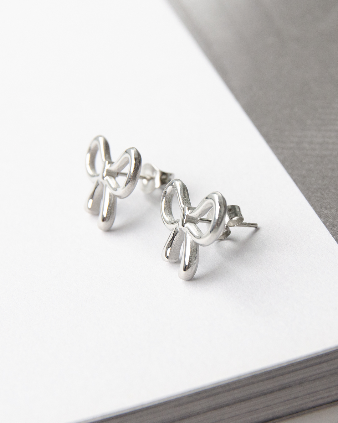 蝴蝶結 純鋼耳環│針式耳環