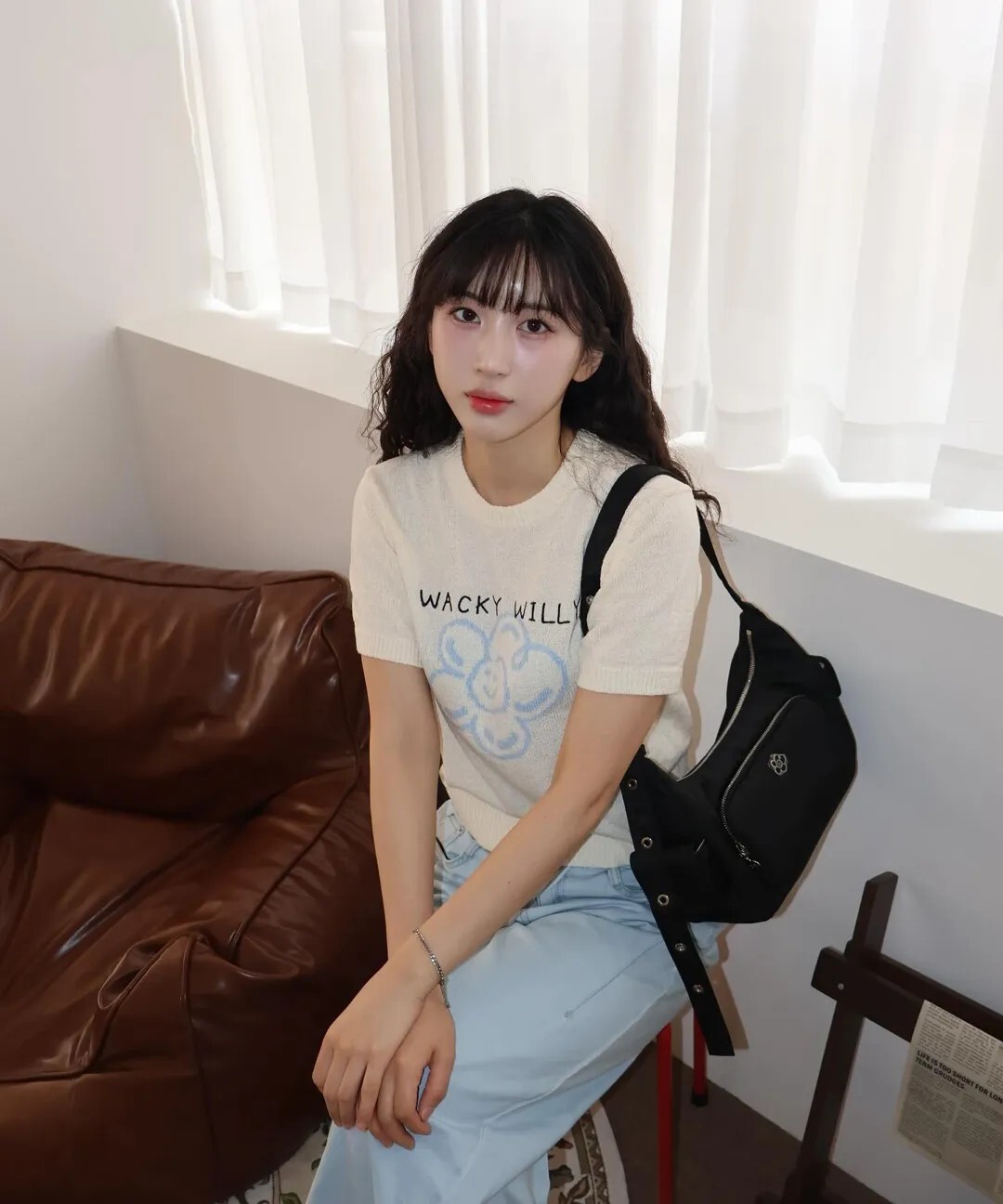 【OWN】Wacky Willy 短袖 上衣 針織衫 秋天 深藍 粉色 奶油色 女款 Lily