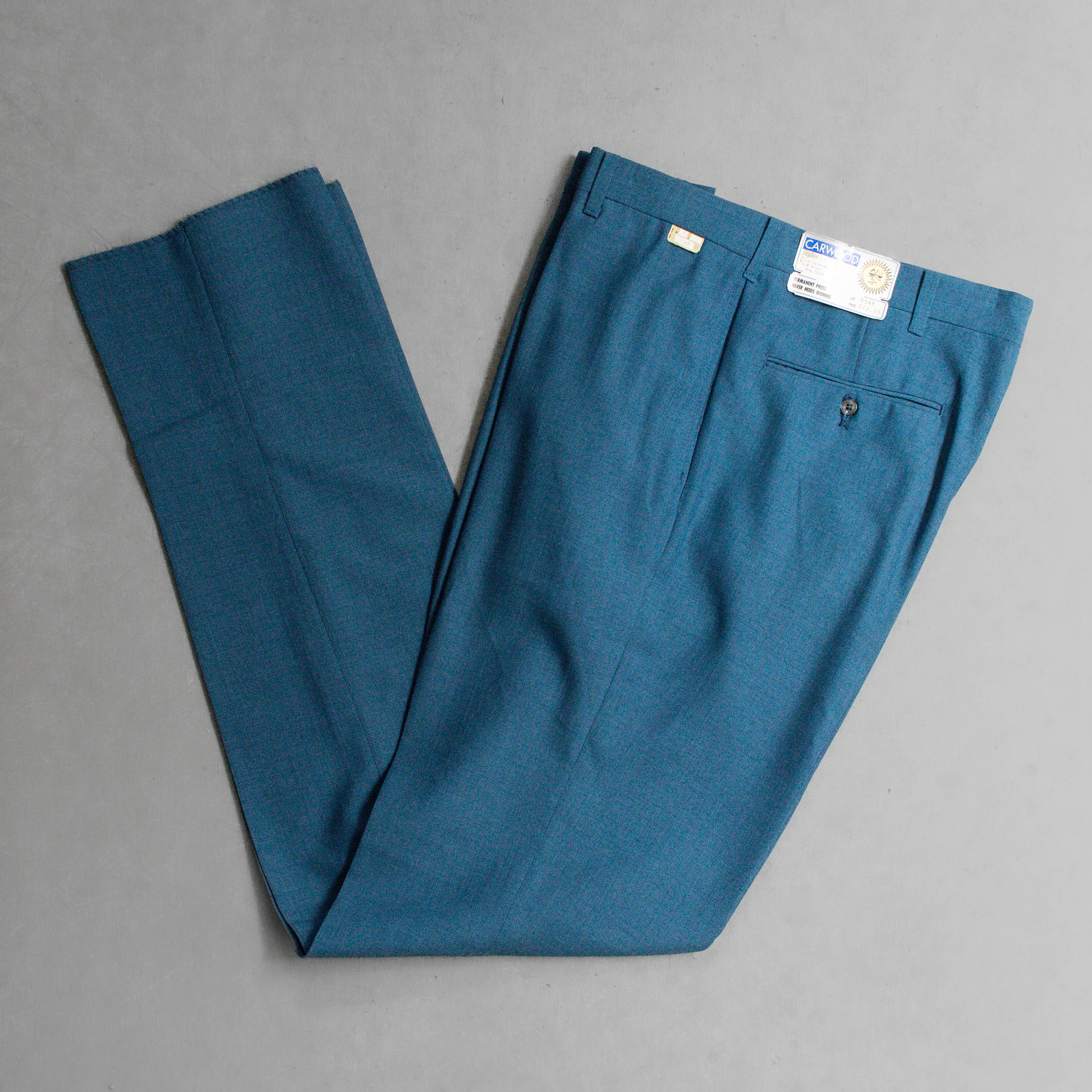 70-80S VINTAGE TAPERED SLACKS 美國 庫存品 藍綠色 錐形 西裝 長褲