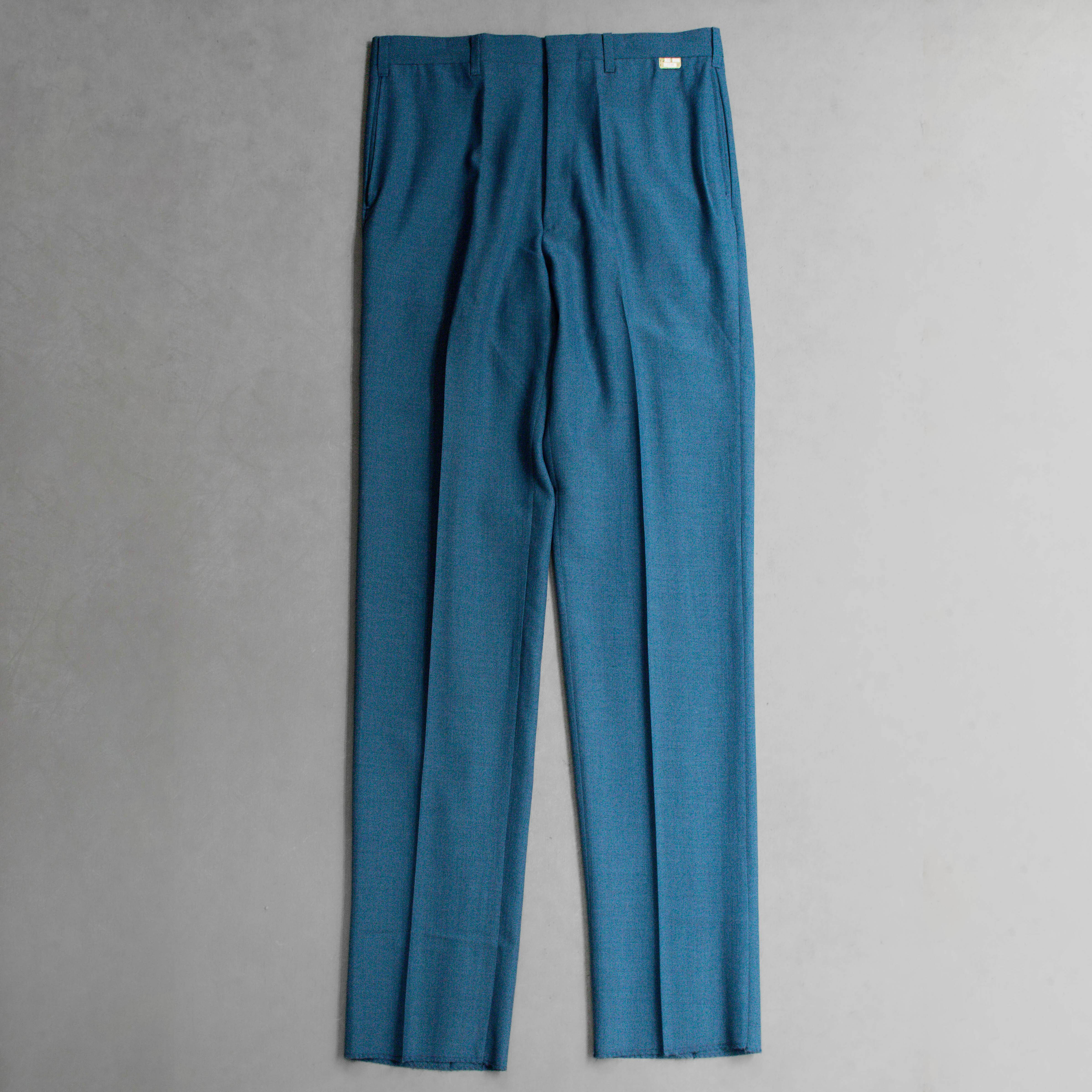 70-80S VINTAGE TAPERED SLACKS 美國 庫存品 藍綠色 錐形 西裝 長褲