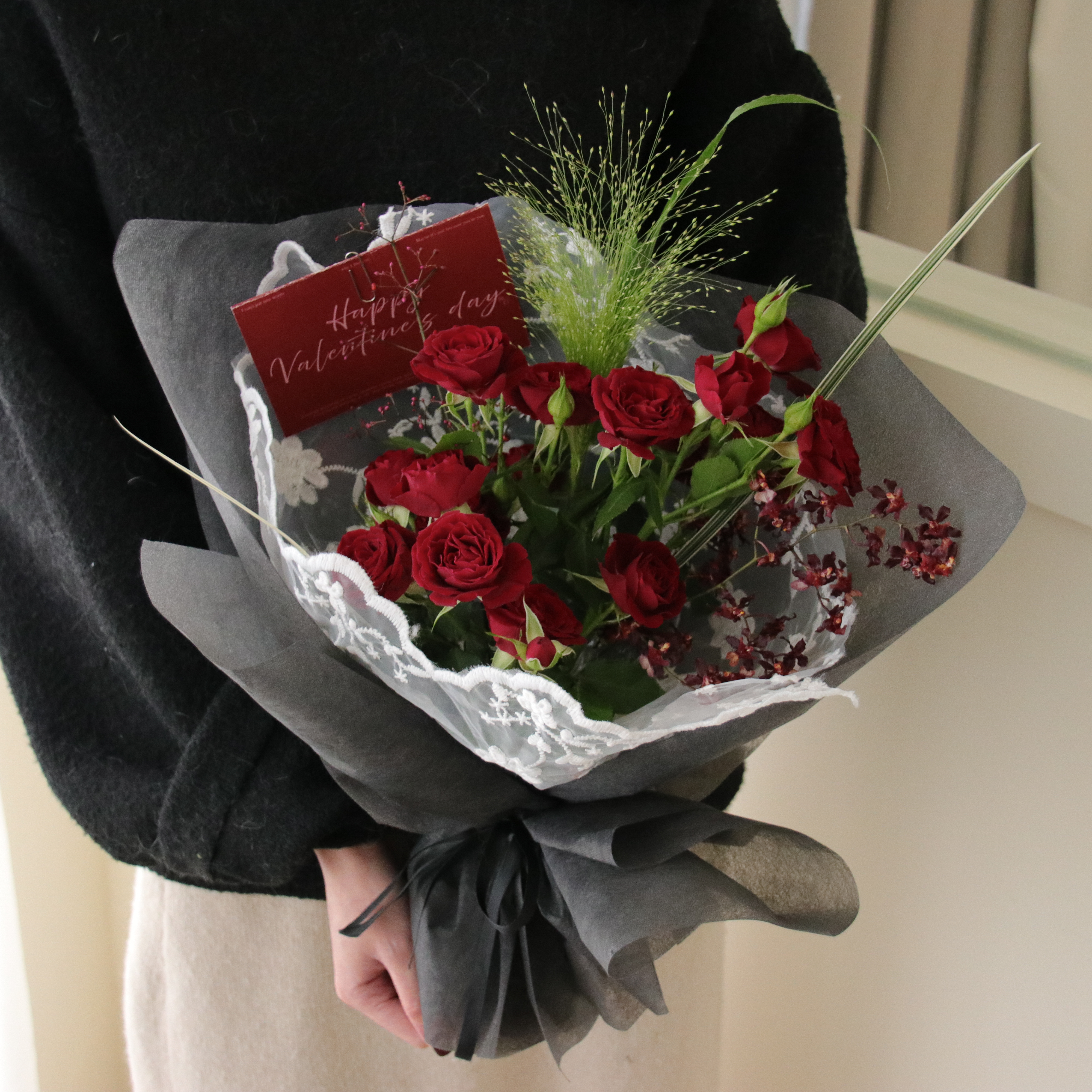 紅莓泡泡-進口玫瑰綜合花束