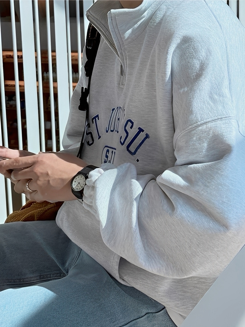 3色 ATHLETICS 刺繡 立領 男女 長袖 衛衣