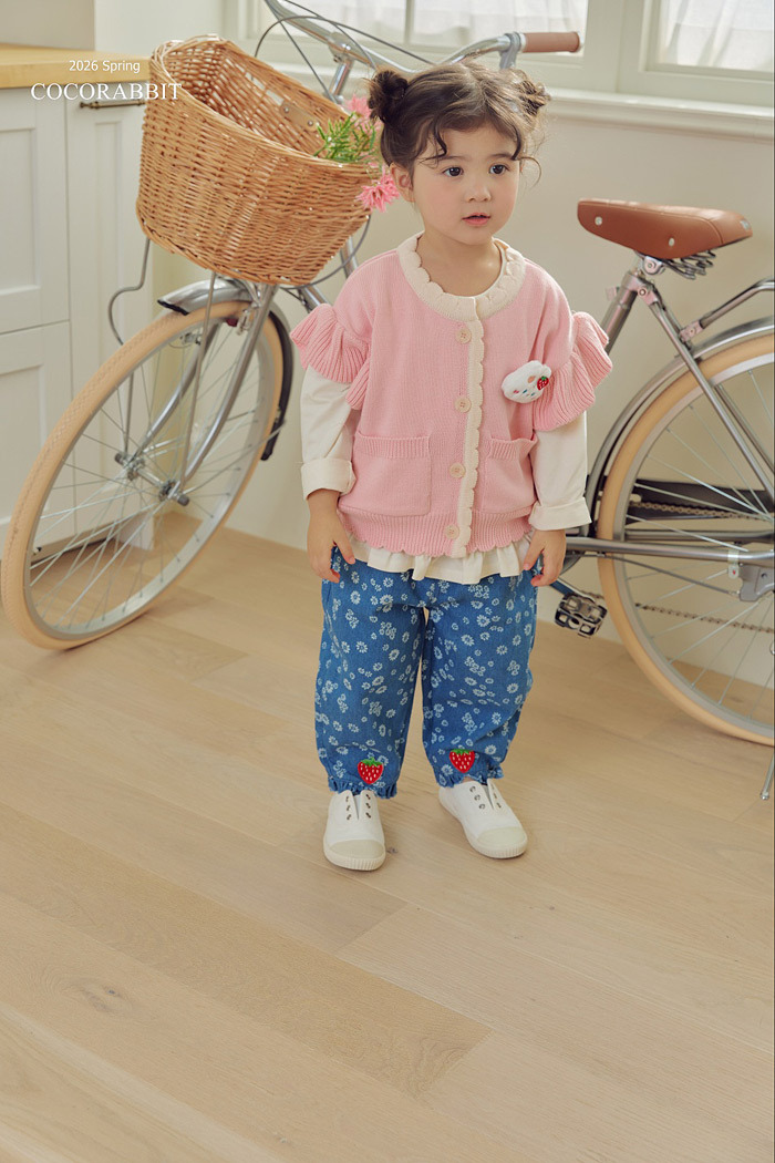 正韓春Coco Rabbit 兩色草莓奶昔花邊背心