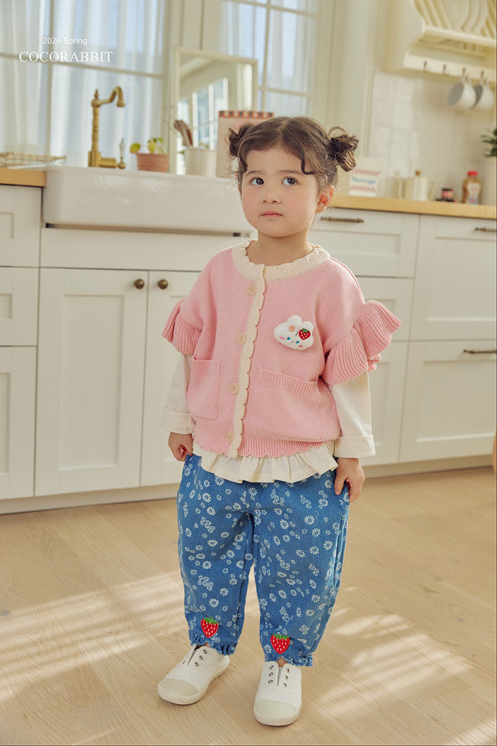 正韓春Coco Rabbit 兩色草莓奶昔花邊背心