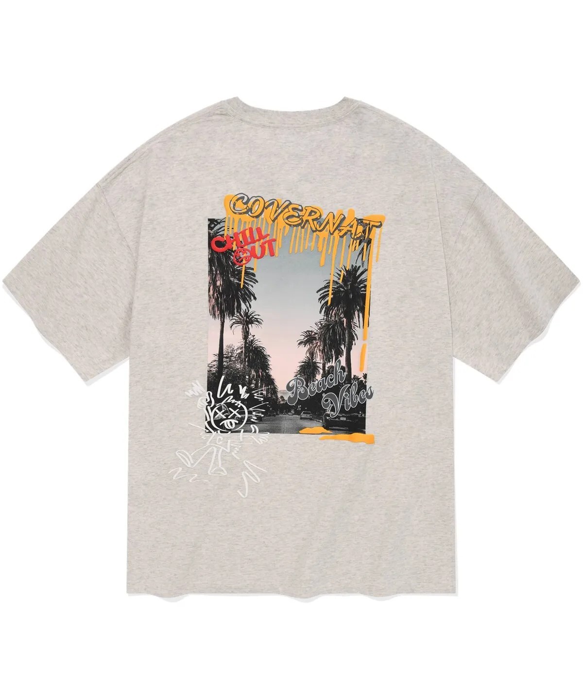 【OWN】Covernat 短袖 上衣 熱帶風 塗鴉 短T 休閒 夏季服飾 不分男女 深藍 燕麥 粉色