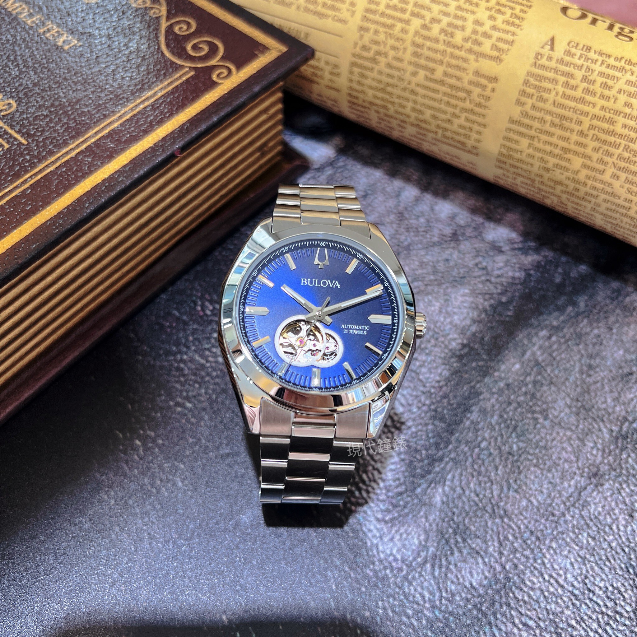【BULOVA 寶路華】藍面經典機械不鏽鋼男錶96A275 42mm 現代鐘錶