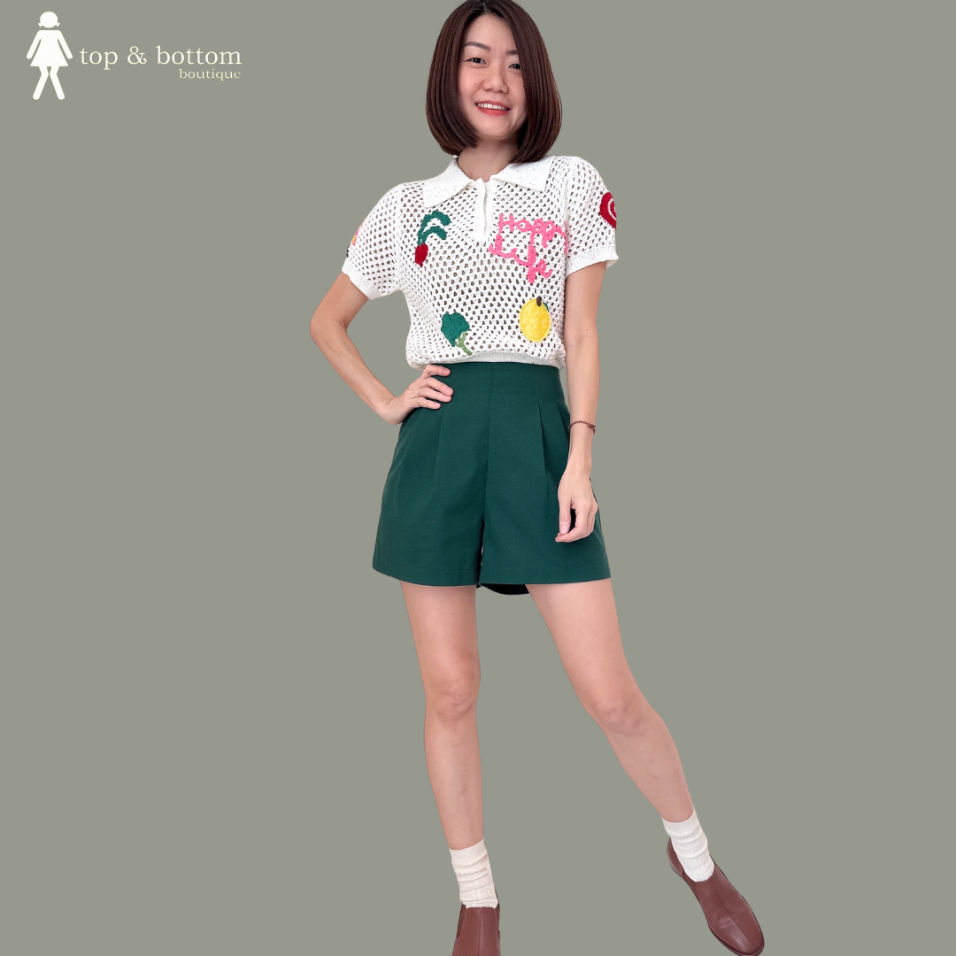 SHORT SLEEVE CROCHET BLOUSE WITH EMBROIDERY