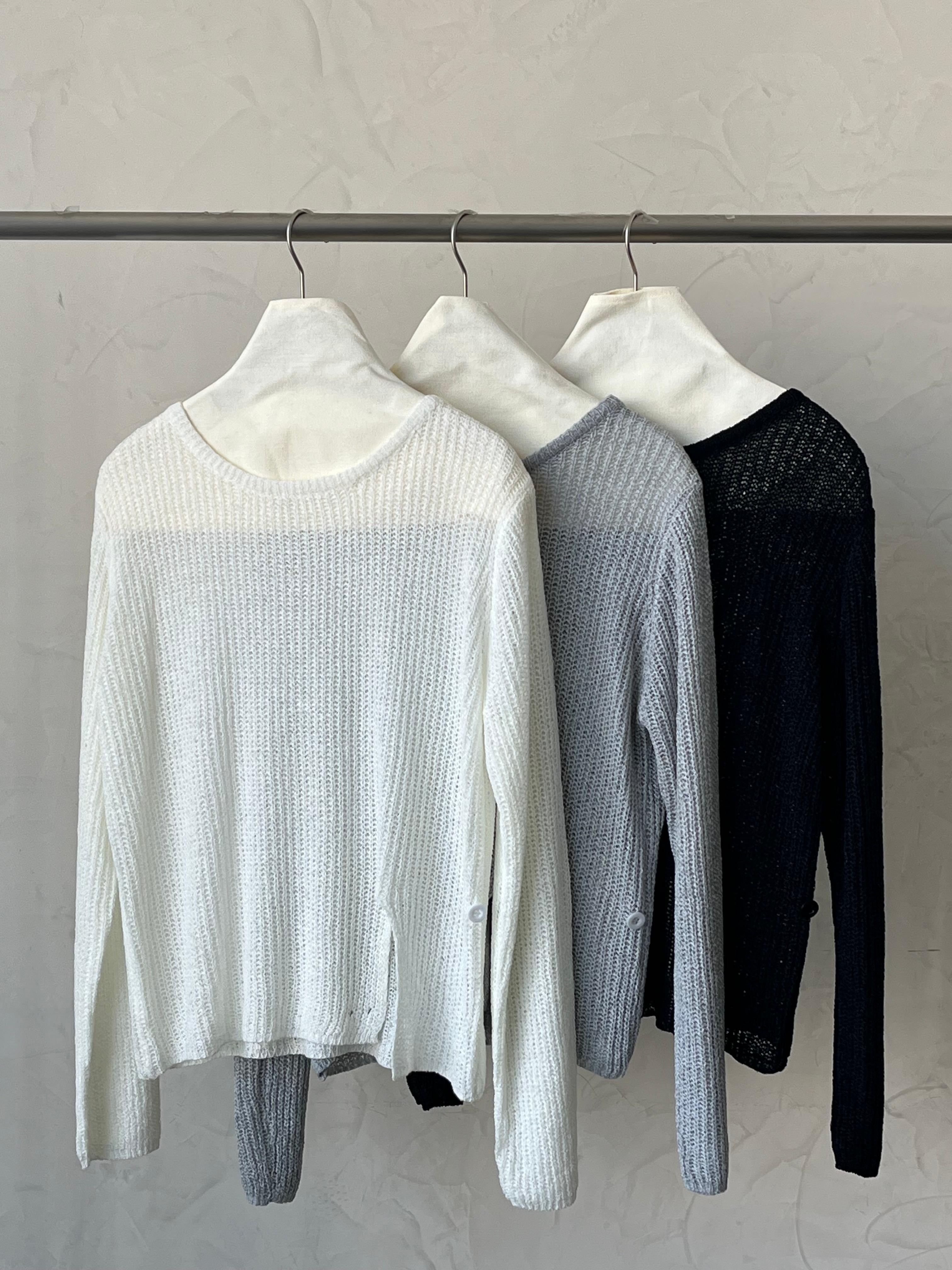 KR477  低調薄款針織側扣鈕上衣TOP-3色