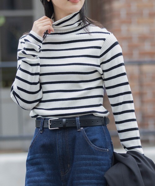 【OWN】The Craft Crew Product 日本 長袖 羅紋 針織 單一尺寸 女版 內搭 單穿 條紋 米色