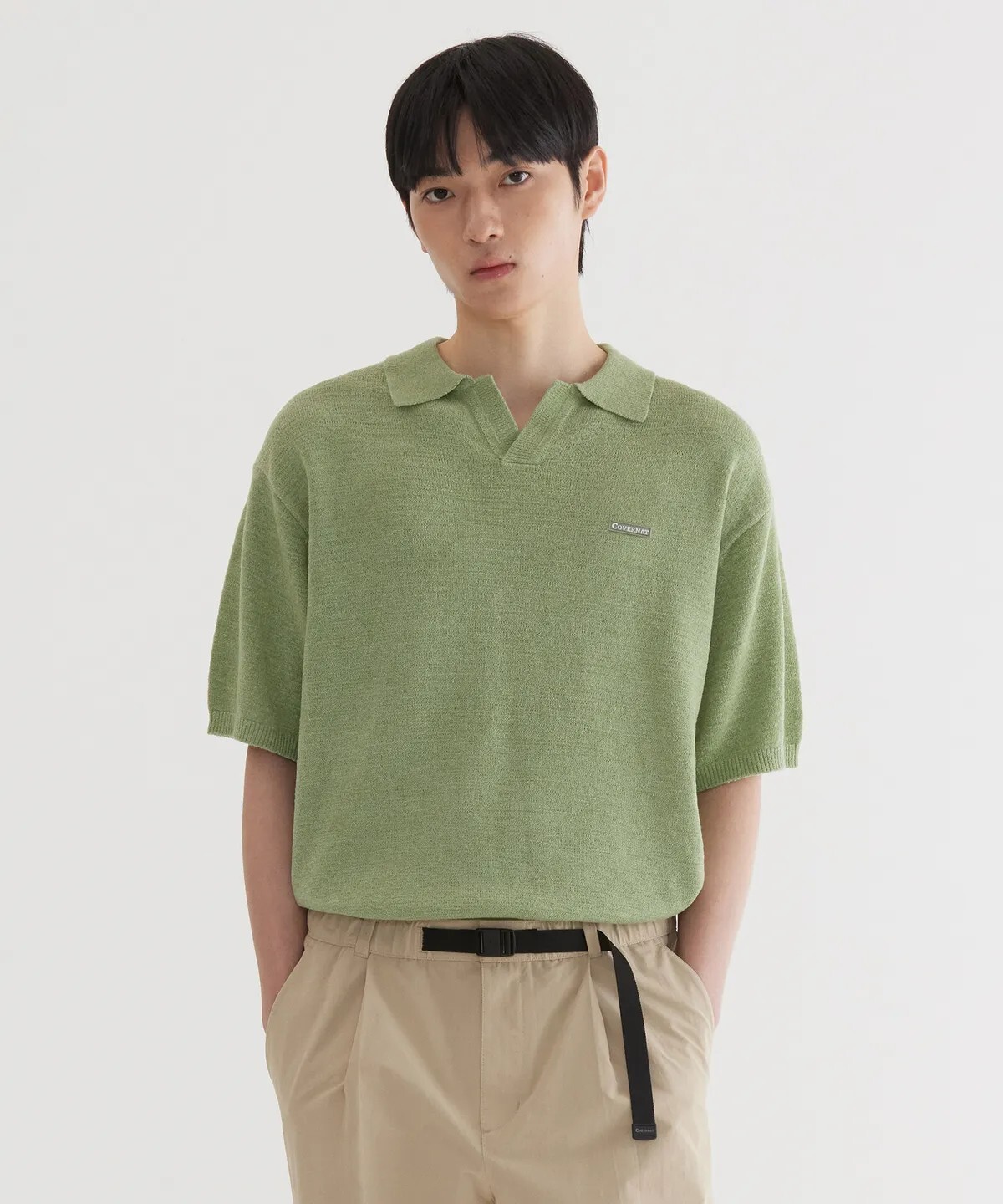 【OWN】Covernat 短袖 上衣 小Logo 開領 針織衫 休閒 夏季服飾 不分男女 淺綠 深藍