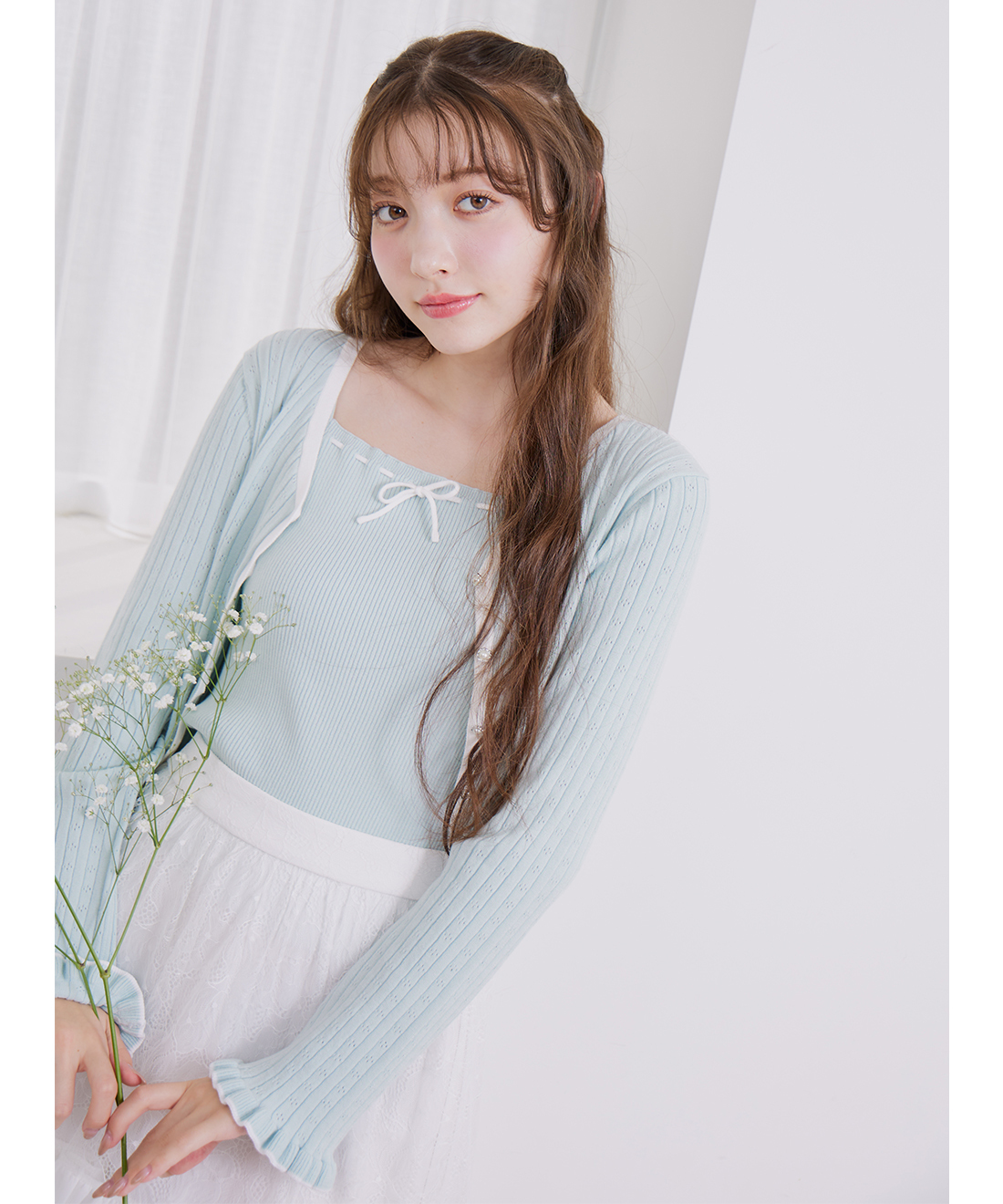 [預購]LILLIAN CARAT撞色針織開襟衫＋細肩帶背心組合