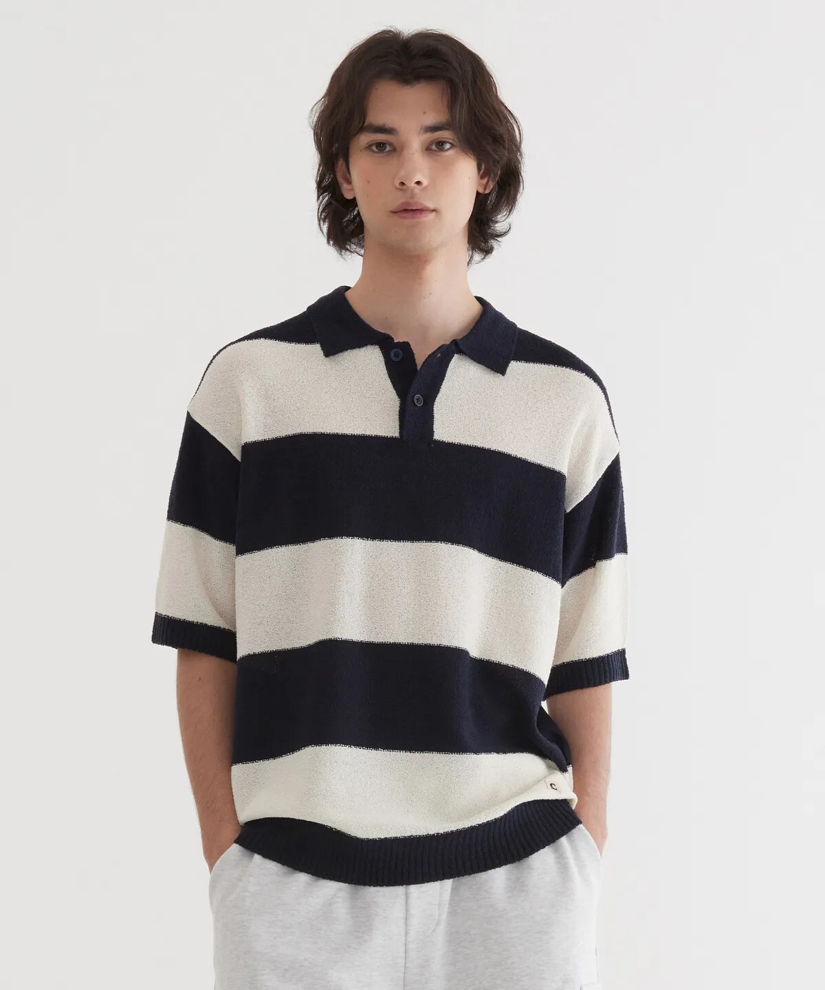 【OWN】Covernat 短袖 上衣 開領 針織衫 休閒 夏季服飾 不分男女 淺紫 深藍