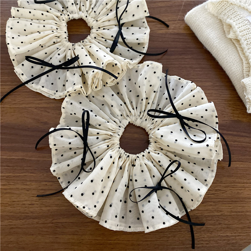 [2 FOR RM10] French Vintage Mini Polka Dot Ruched Hair Scrunchies