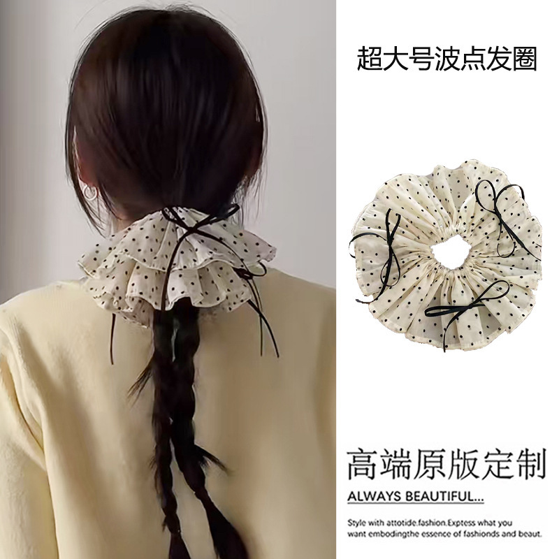 [2 FOR RM10] French Vintage Mini Polka Dot Ruched Hair Scrunchies