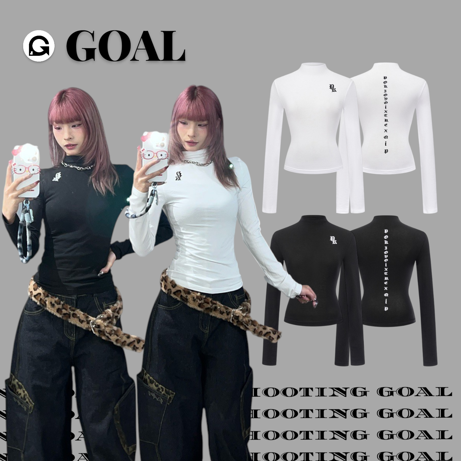 (GOAL)美式復古字母小高領 打底衫 女款 R9163