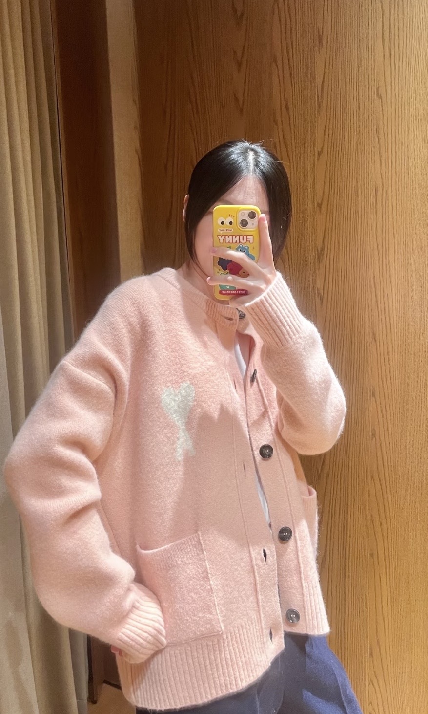 AMI PARIS針織鈕扣毛衣 粉色