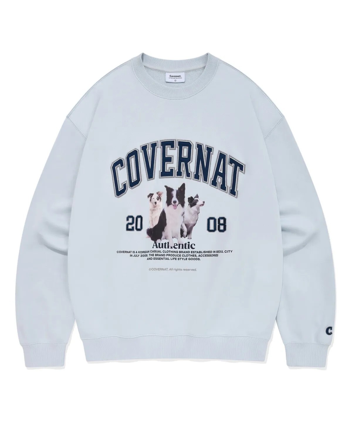 【OWN】Covernat 長袖 上衣 衛衣 邊牧 狗狗 拱形 休閒 秋冬 不分男女 淺藍 燕麥