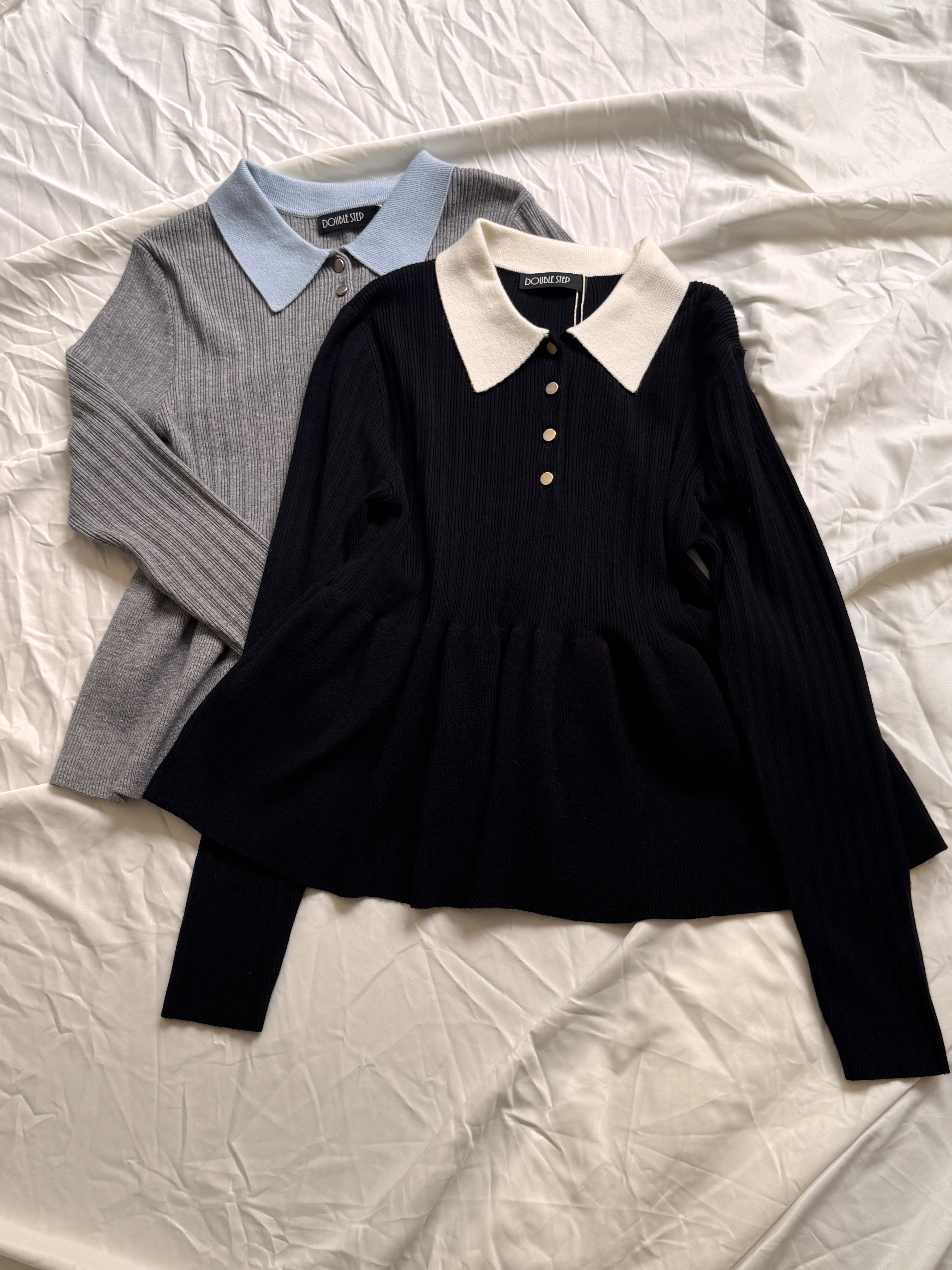 Old money 撞色領大擺針織上衣 - SW61956