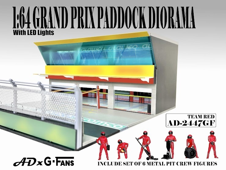 PO-$351 * AMERICAN DIORAMA * 1:64 Grand Prix Paddock Diorama – Team Red