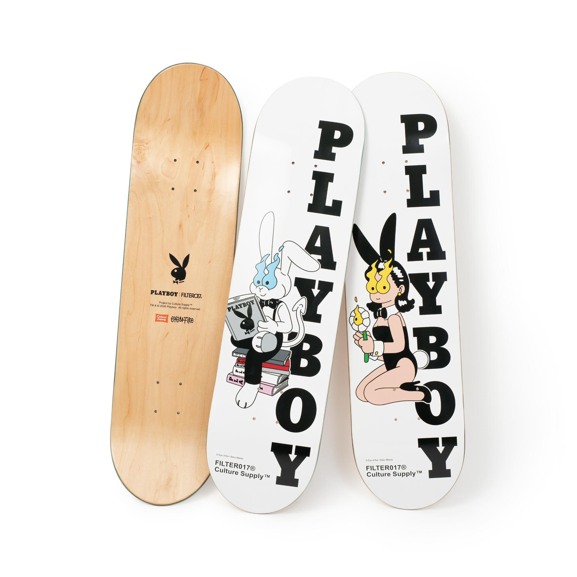 【現貨】 PLAYBOY X FILTER017® feat. Baku Maeda 8.0"Skateboard Deck / 8吋楓木滑板
