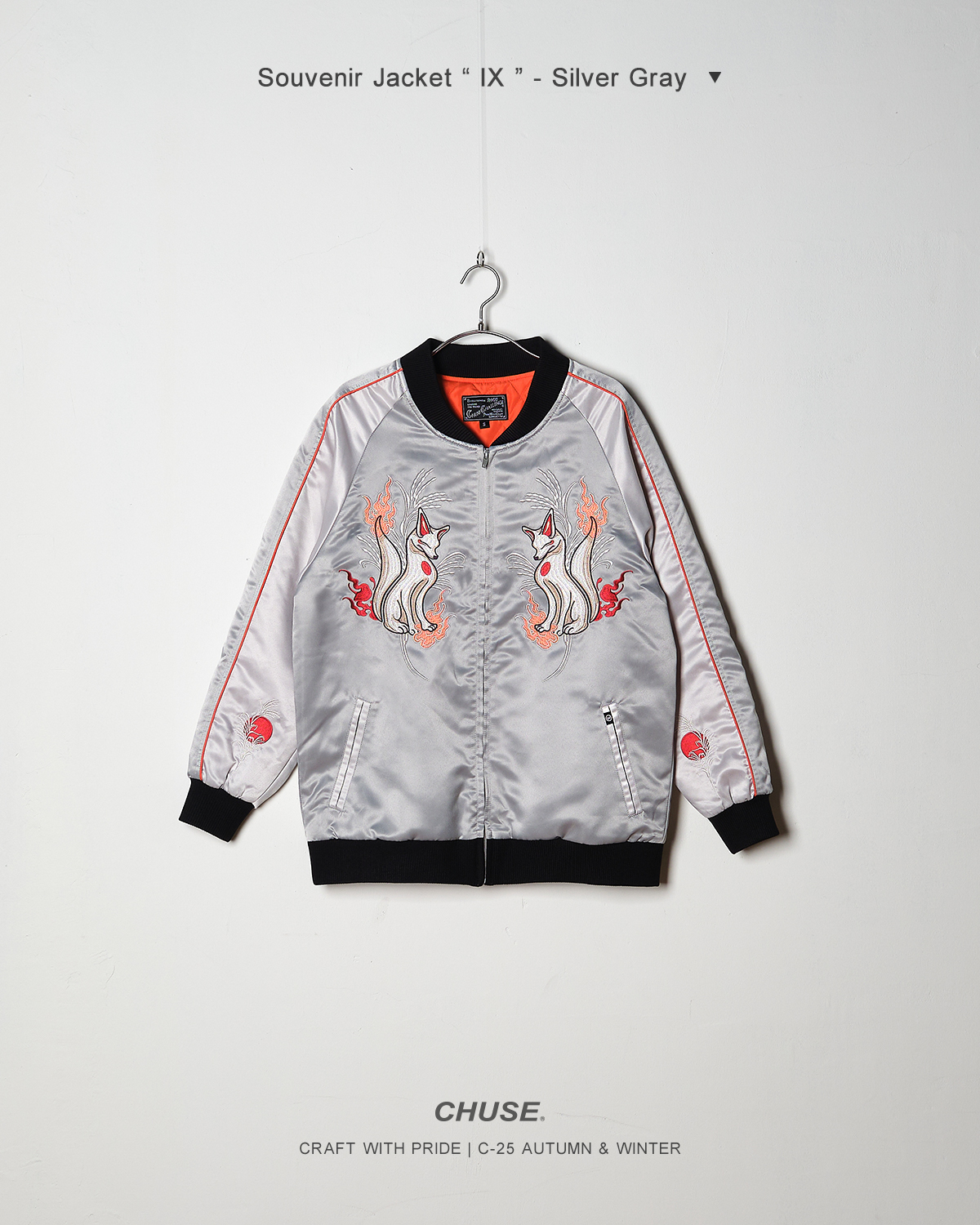 CHUSE-tattoo-artist-sakkou-souvenir-jacket-橫須賀刺繡外套-玖-九尾狐-玉藻前-たまものまえ