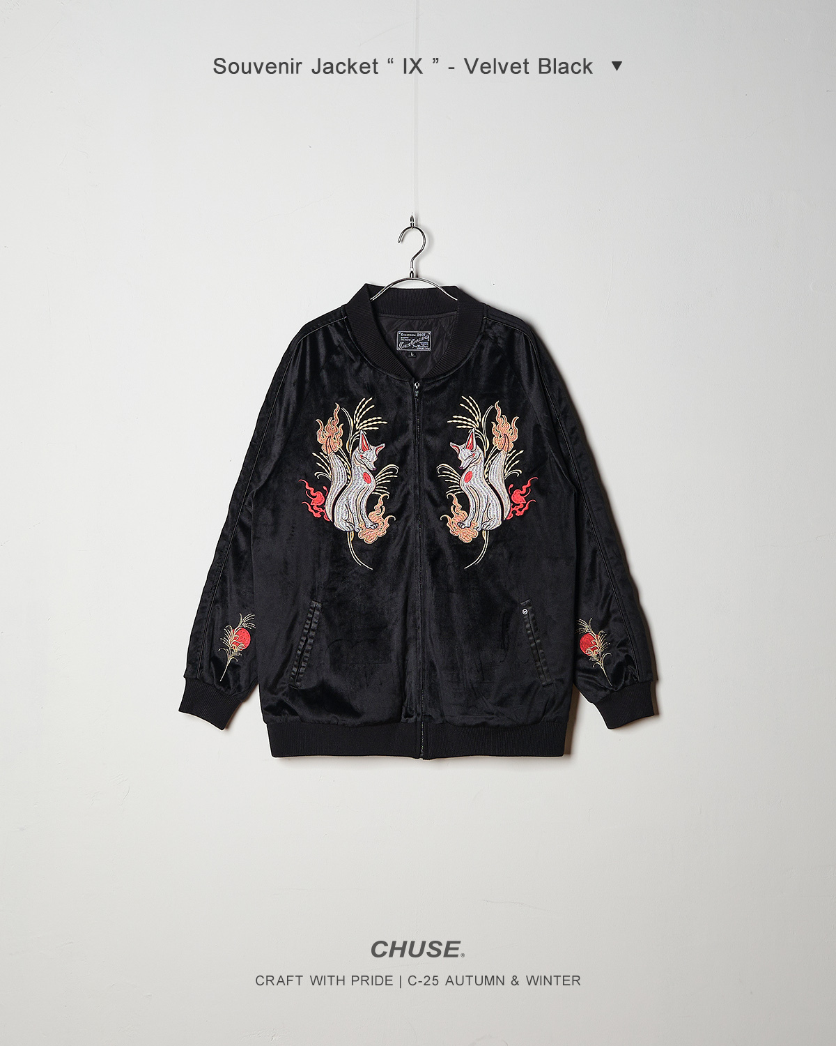 CHUSE-tattoo-artist-sakkou-souvenir-jacket-橫須賀刺繡外套-玖-九尾狐-玉藻前-たまものまえ