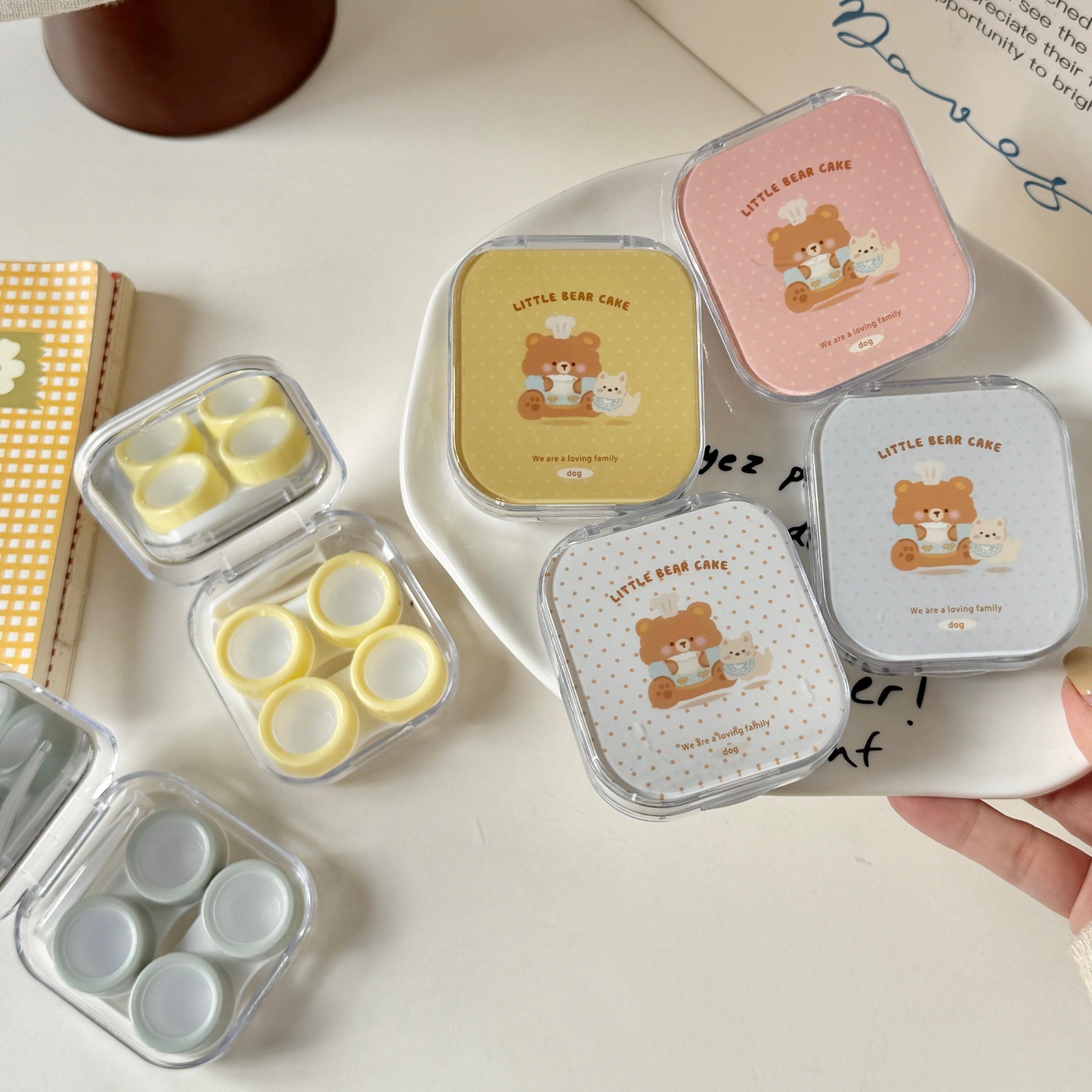 《6551》廚師帽小熊點點隱形眼鏡盒