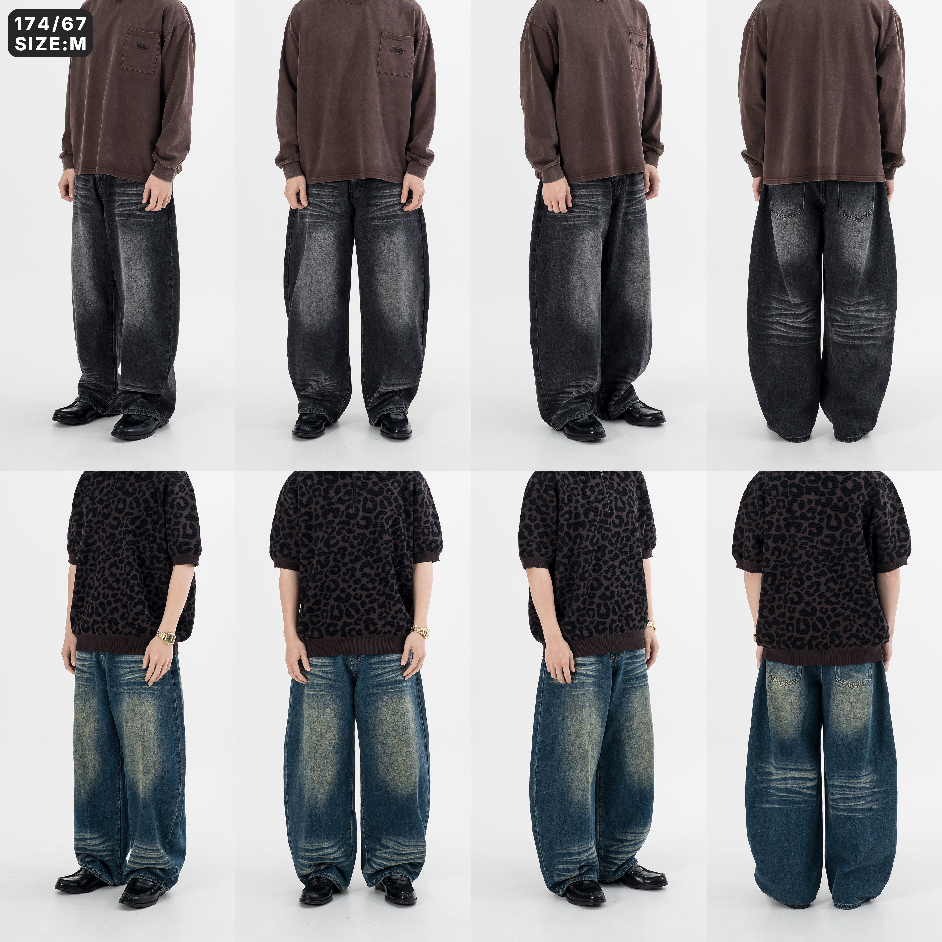 Whiskering Baggy Jeans 貓鬚紋 寬版 牛仔褲 [B-2599]