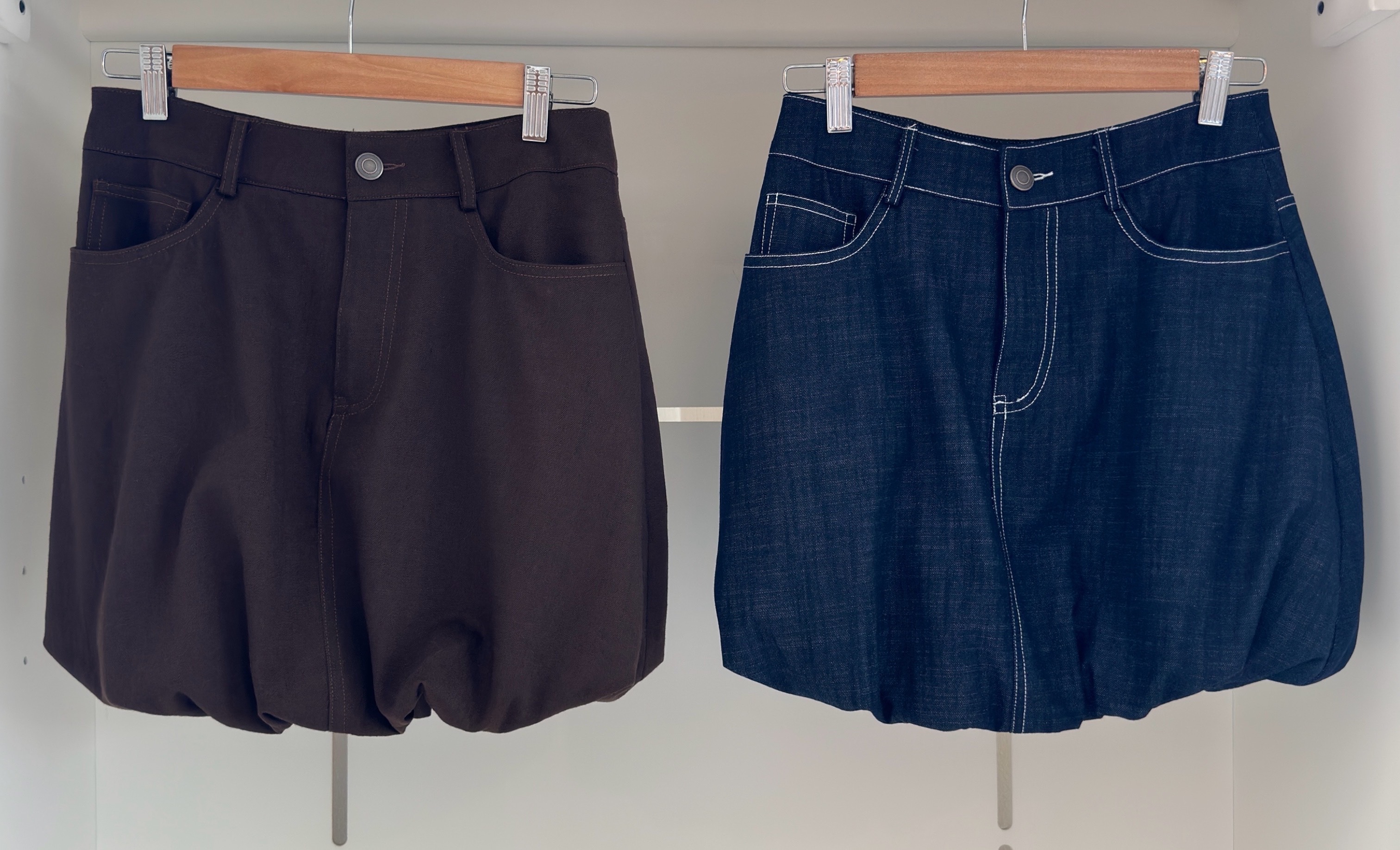 SOFT DENIM HIGH WAISTED SHORT BUBBLE SKIRT