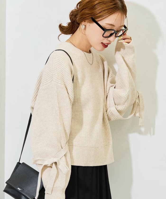 FREAK'S STORE 袖 リボン ニット米（1332248900613）