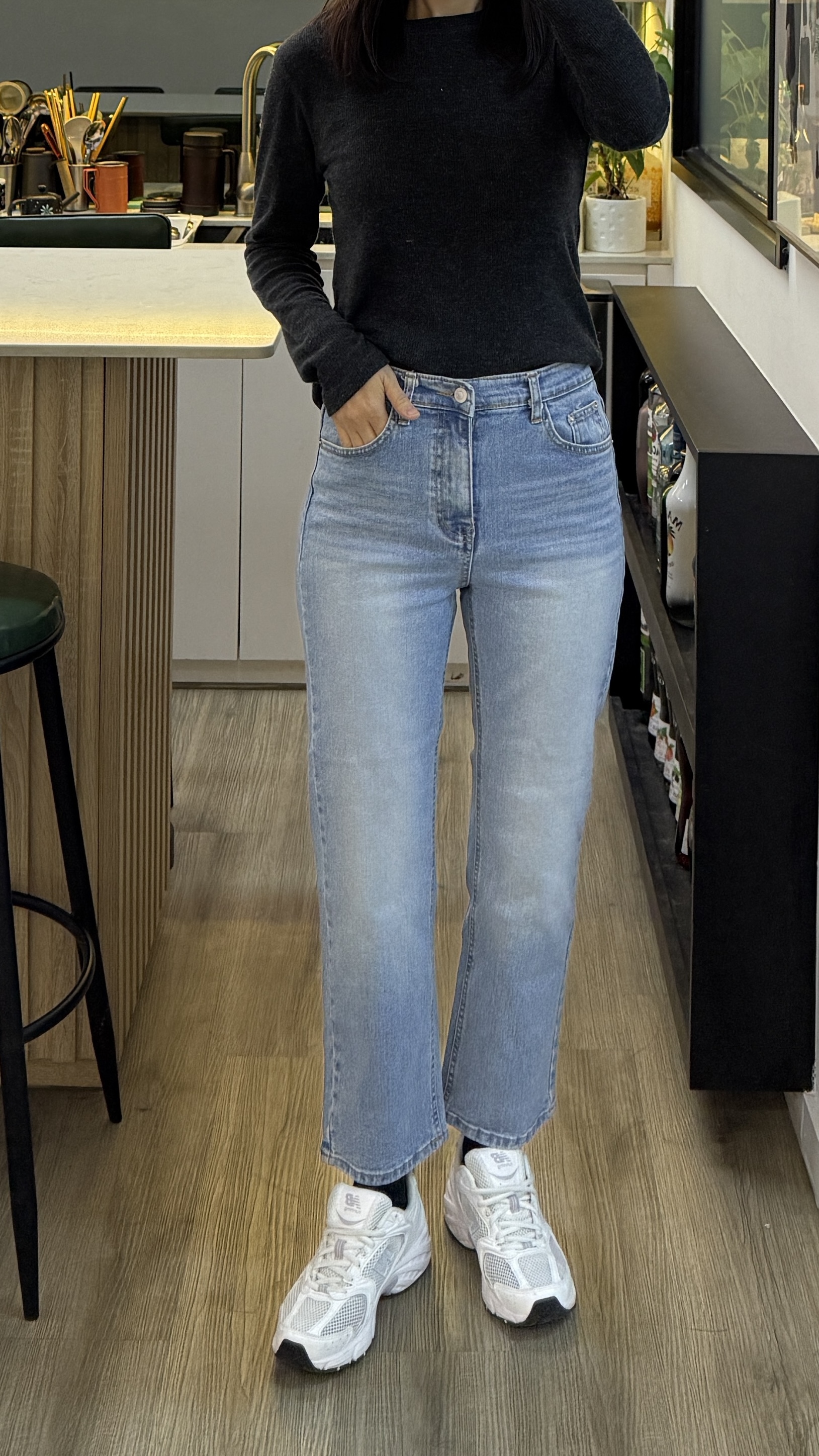 SALE 直腳彈性簡約牛仔褲