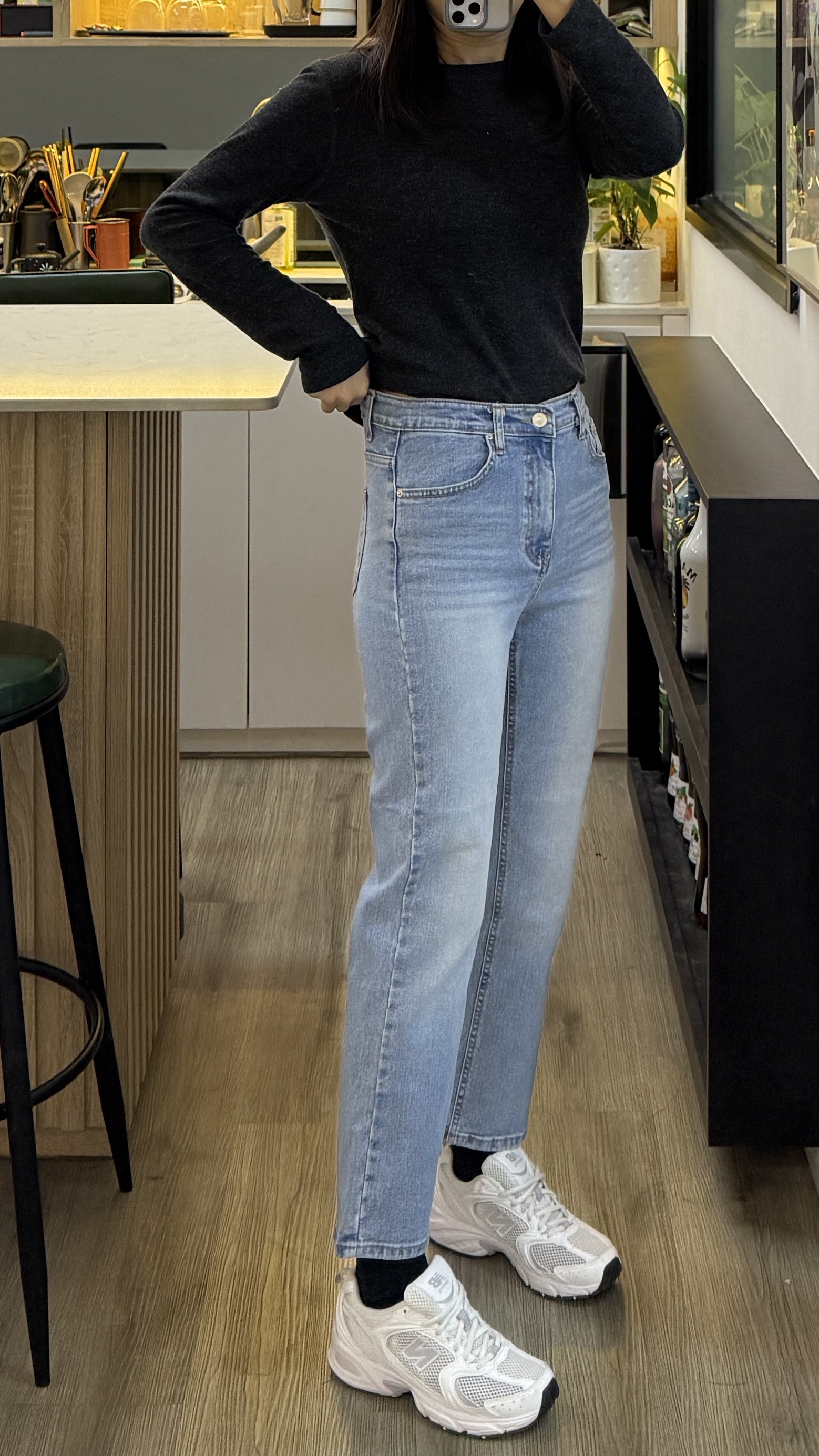 SALE 直腳彈性簡約牛仔褲