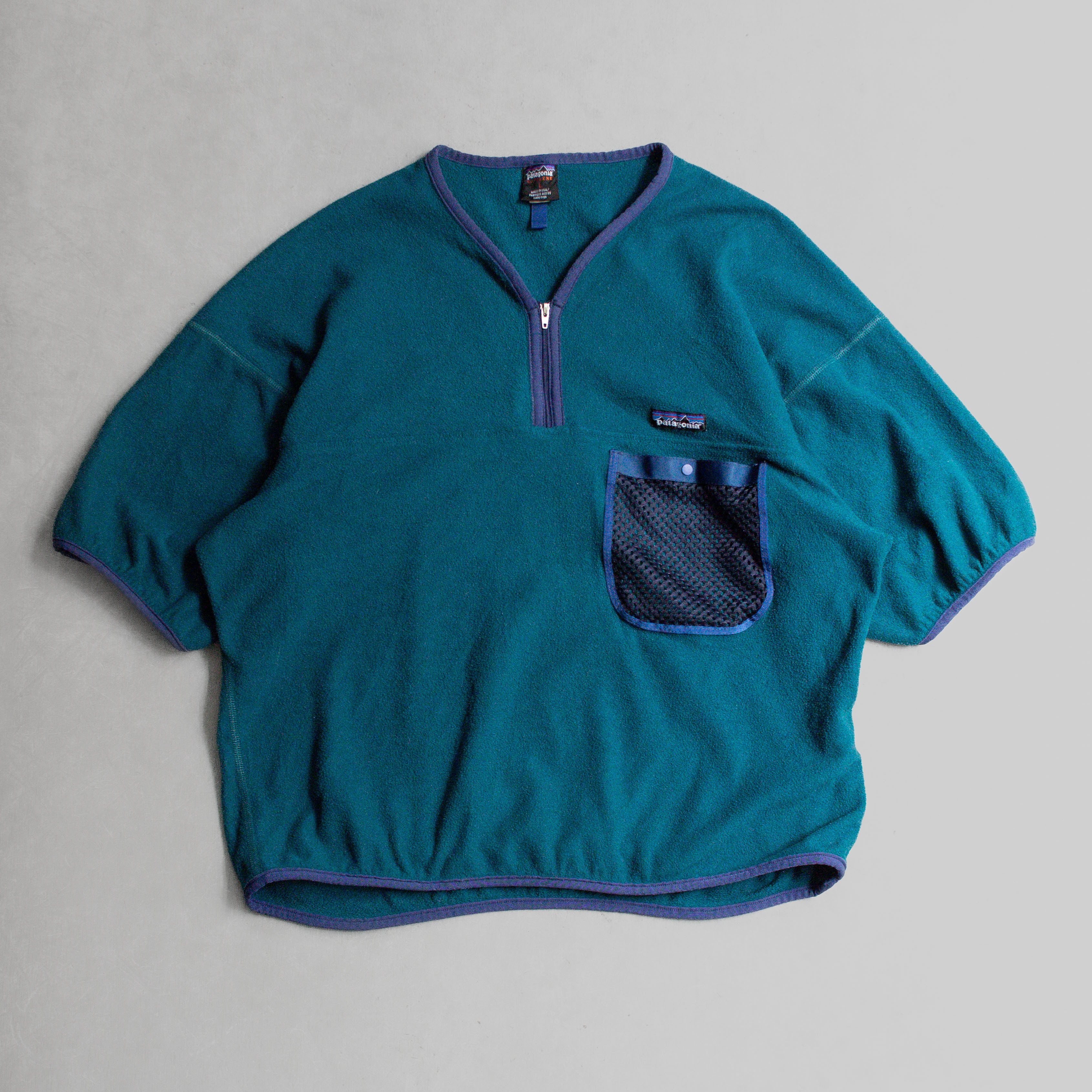 PATAGONIA CAPILENE SHORT TOP 美國製 藍綠色 刷毛 拉鍊 短袖 上衣