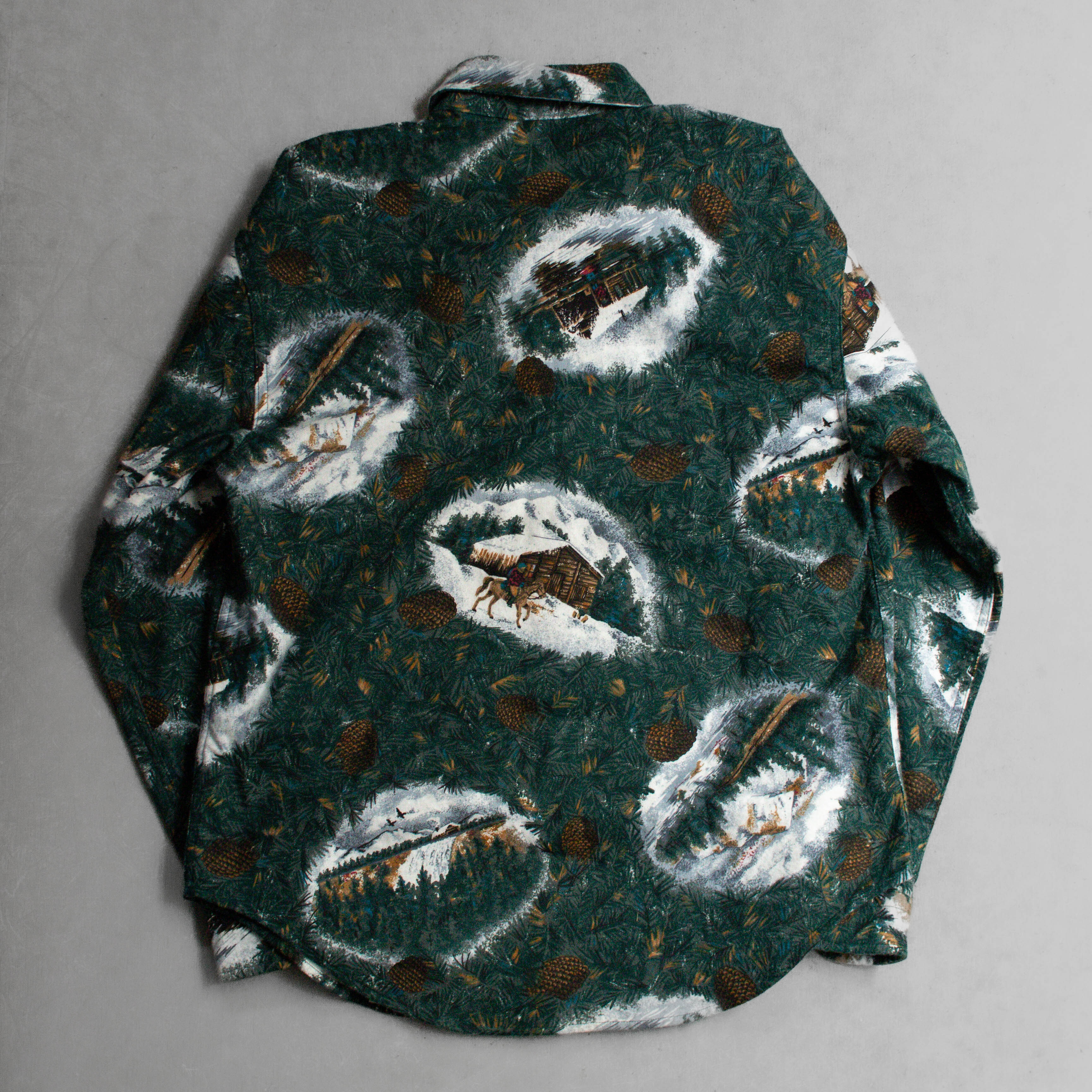 WOOLRICH PRINTED CHAMOIS SHIRT 美國製 印花 綠色 麂皮絨 長袖 襯衫